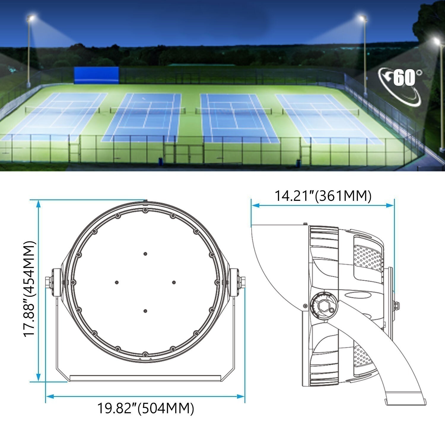 84000Lm Stadium Flood Lights 600W Outdoor Daylight LED Super Bright 5000K 277V