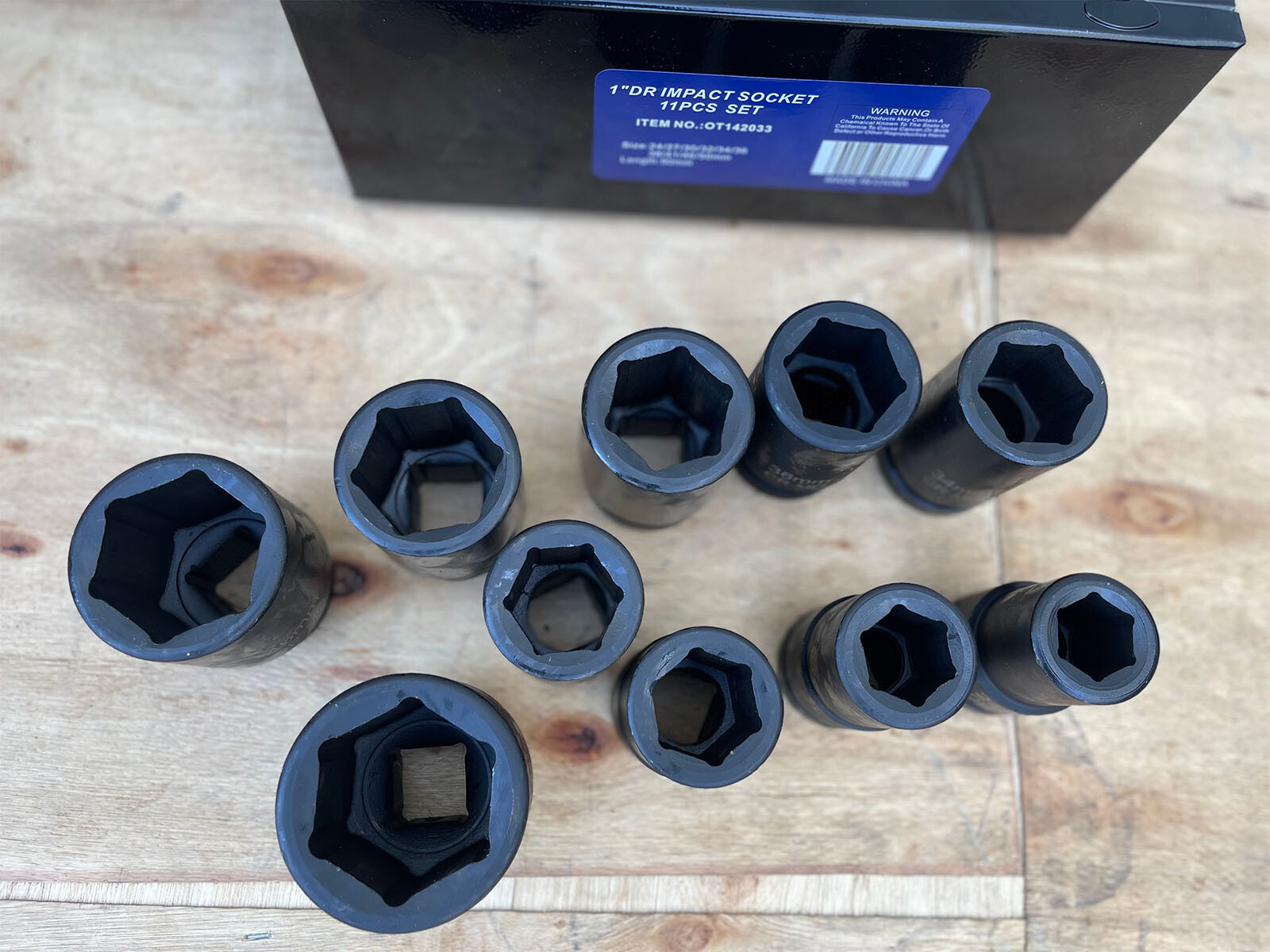 11pc 1″ Dr. Deep Jumbo Impact Socket Set Metric 22mm to 50mm Cr-MO w/ Metal Case