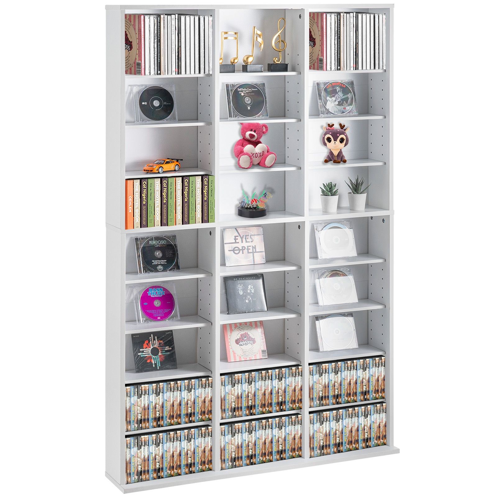 Media Storage Cabinet, 9 – layer DVD Shelf Holds up to 756 CDs, Adjustable CD