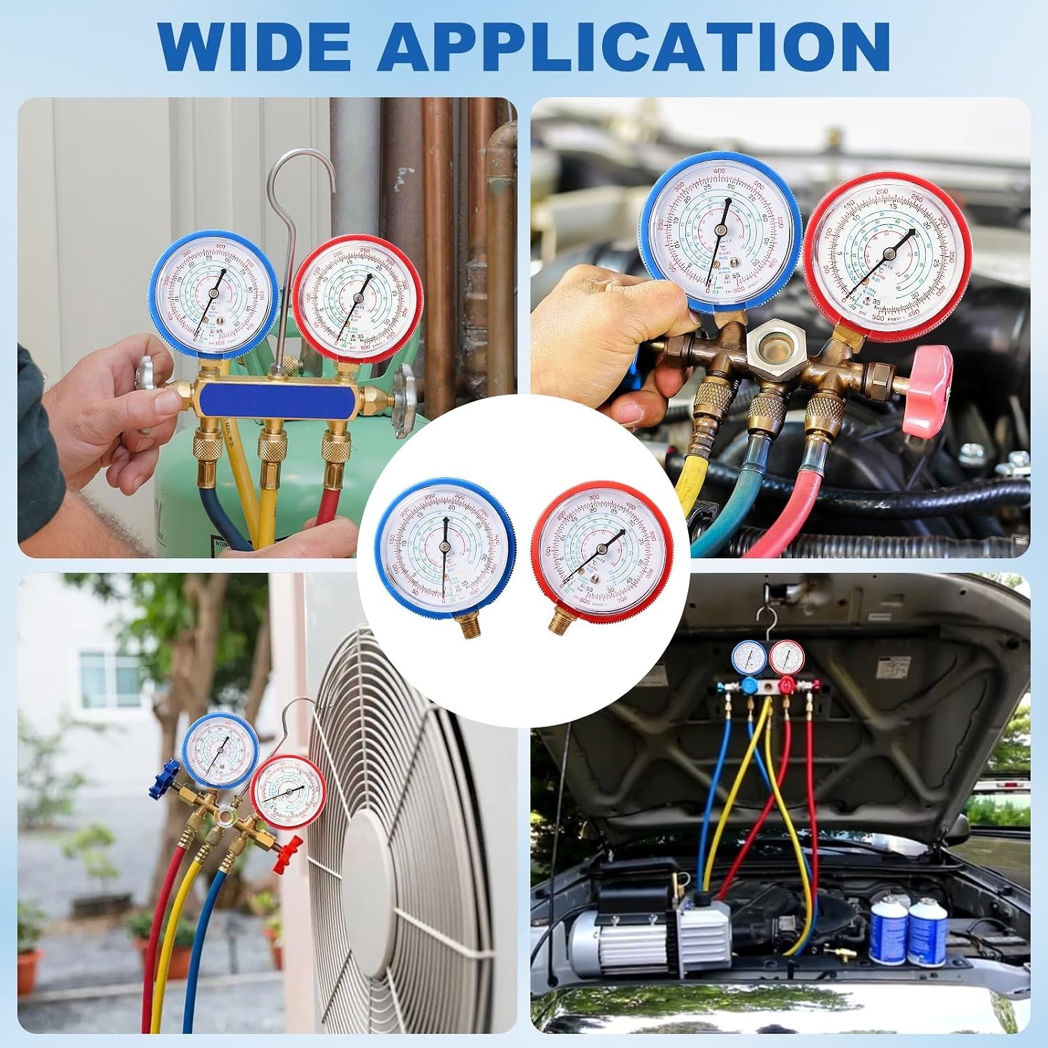 HVAC A/C Air Refrigeration High & low pressure gauge Set