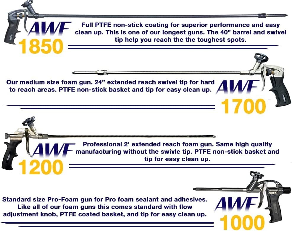 Pro Foam Gun, 40 inch (100 cm) Barrel, Swivel Tip, Teflon Coated, AWF Pro