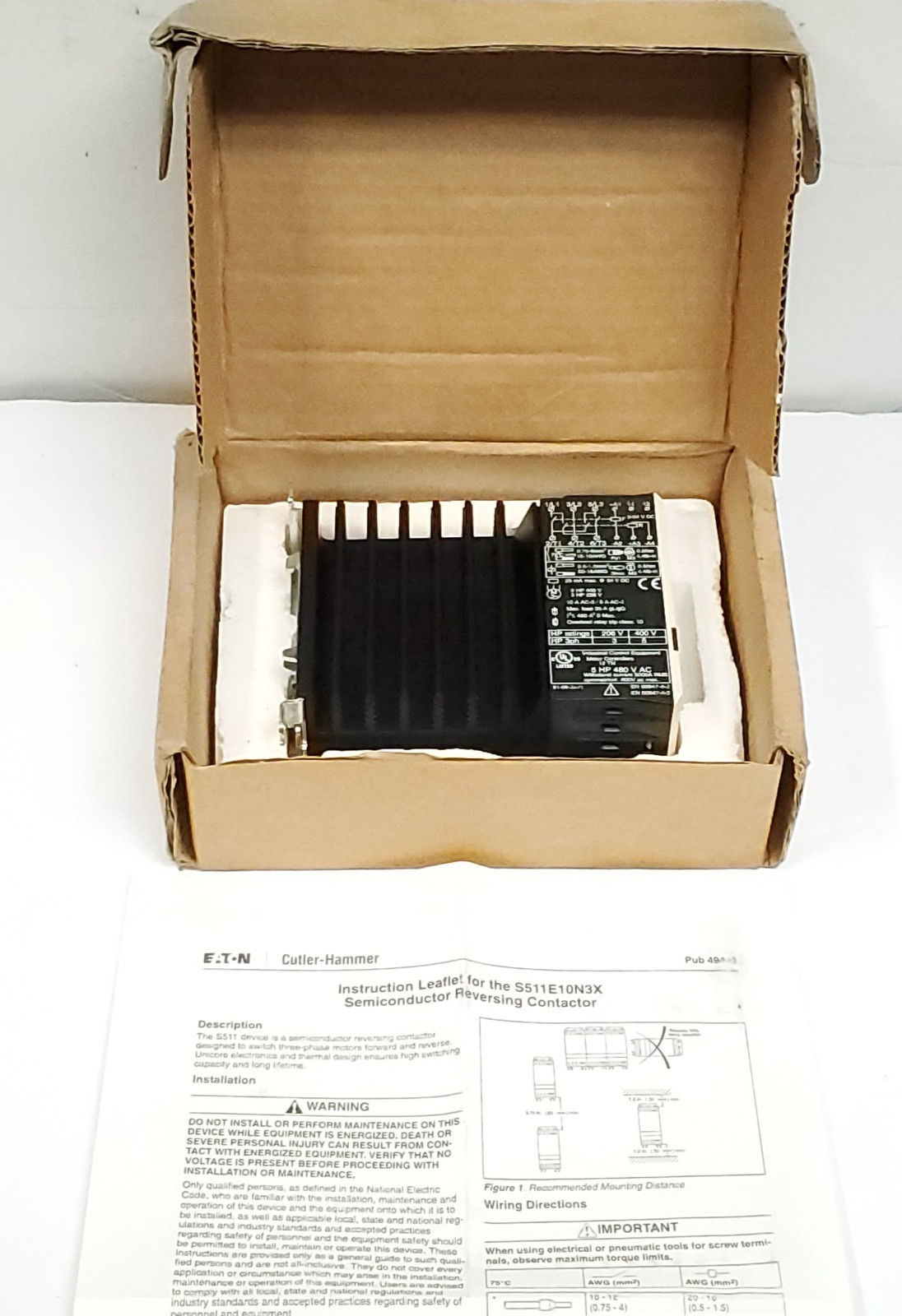 Cutler-Hammer S511E10N3D Semiconductor Reversing Contactor 10A 208-480V
