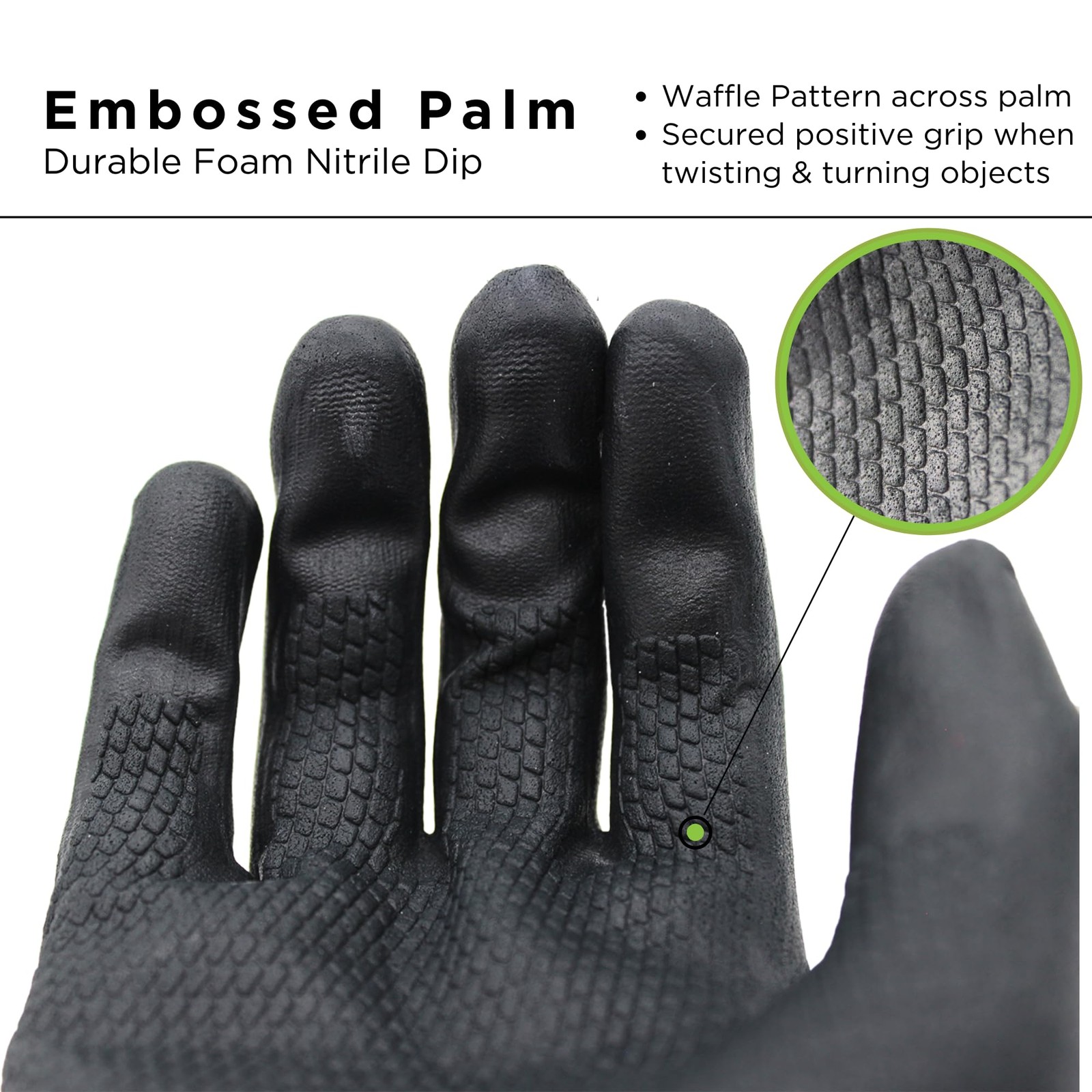 Foamed Nitrile Palm Coated Work Gloves, Nylon Liner, 13Gauge, Medium 12 Pairs