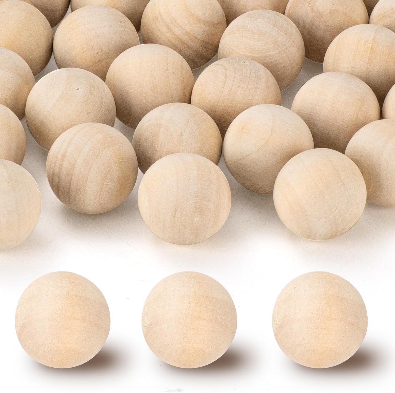 1 inch Wooden Balls, 60PCS Unfinished Round Wood 1 (60 PCS), wood color