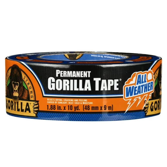 Gorilla All weather Permanent Black Tape 1.88 In X 10 yd # 114459, New Sealed