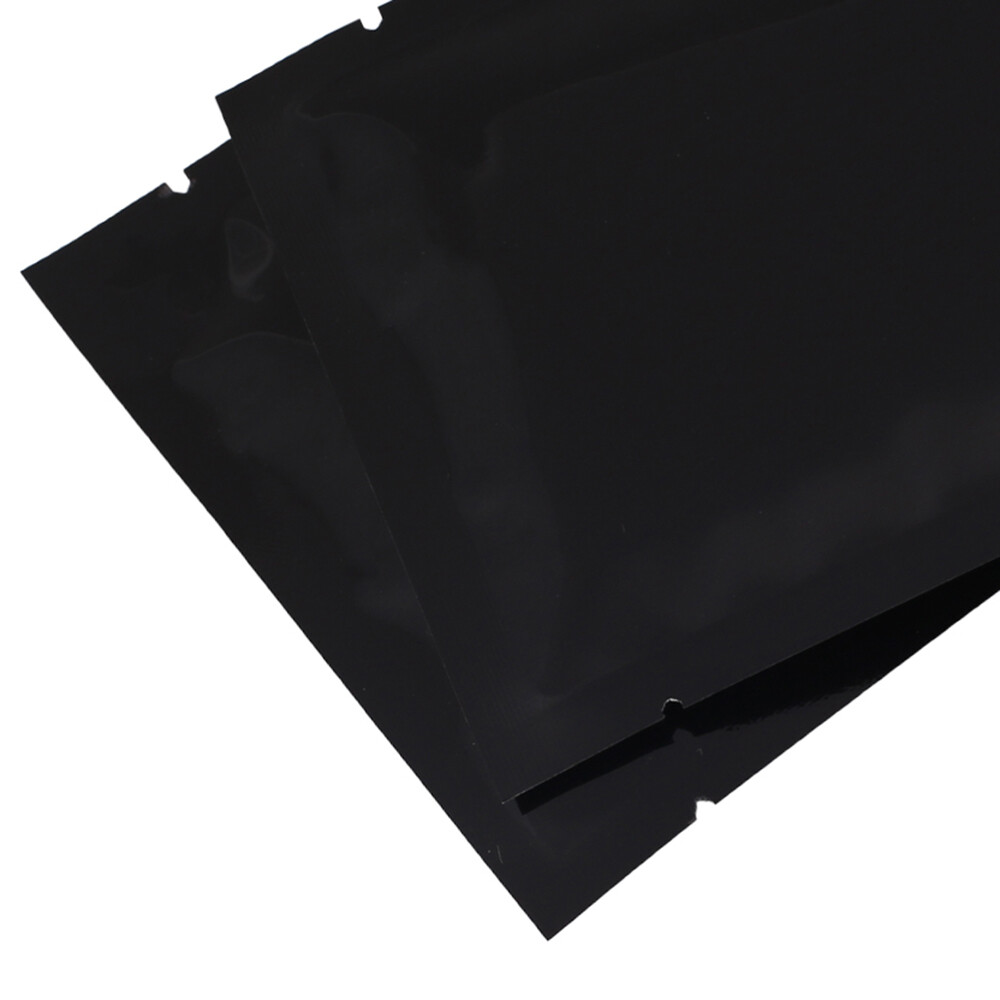 Flat Glossy Black Foil Open Top Mylar Bags Sample Pouches Variety Quantity Sizes