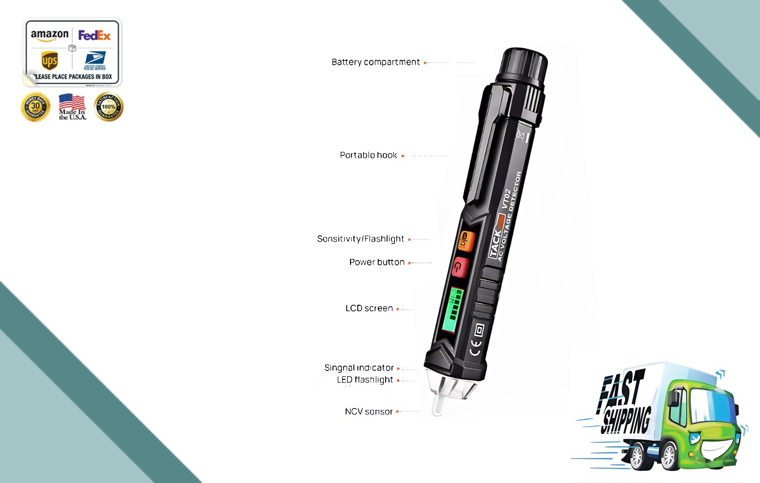 2PC ensitivity Electrical Tester Pen Non-Contact AC Voltage Detector