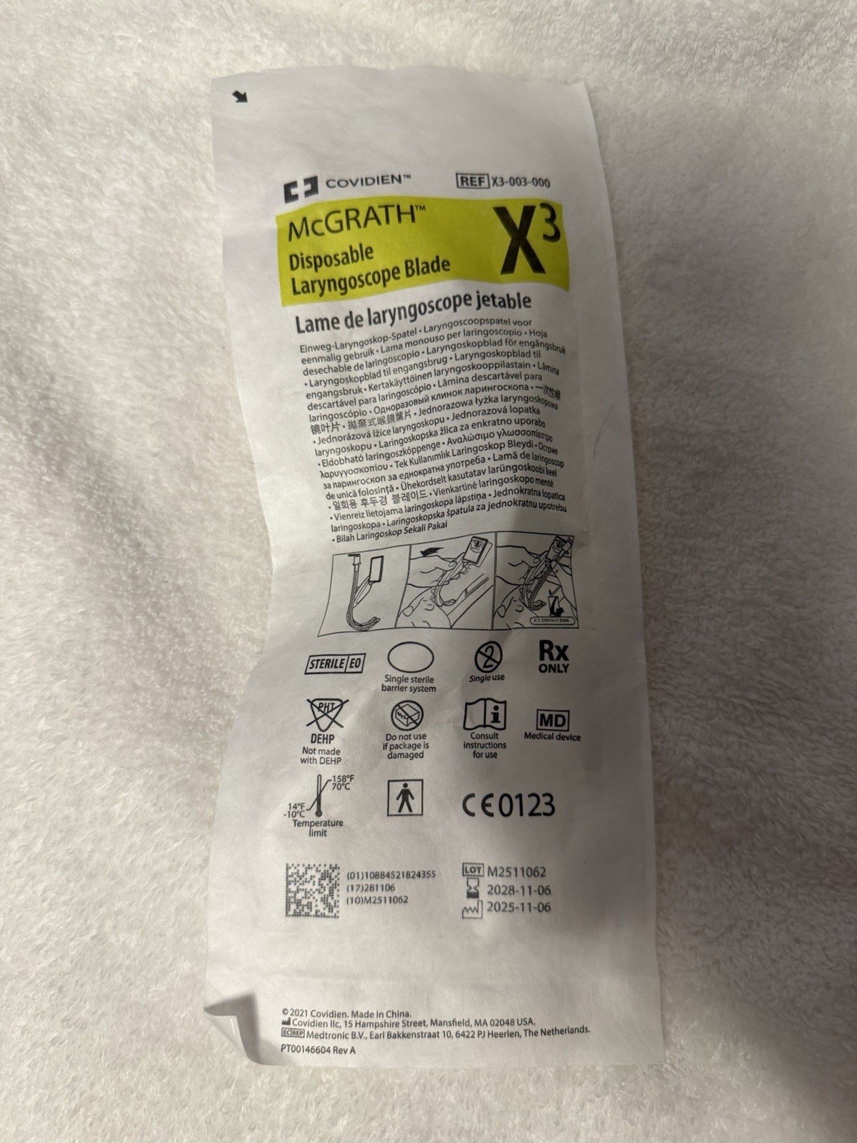 McGrath X3 Laryngoscope Blade, New, Not Expired Covidien