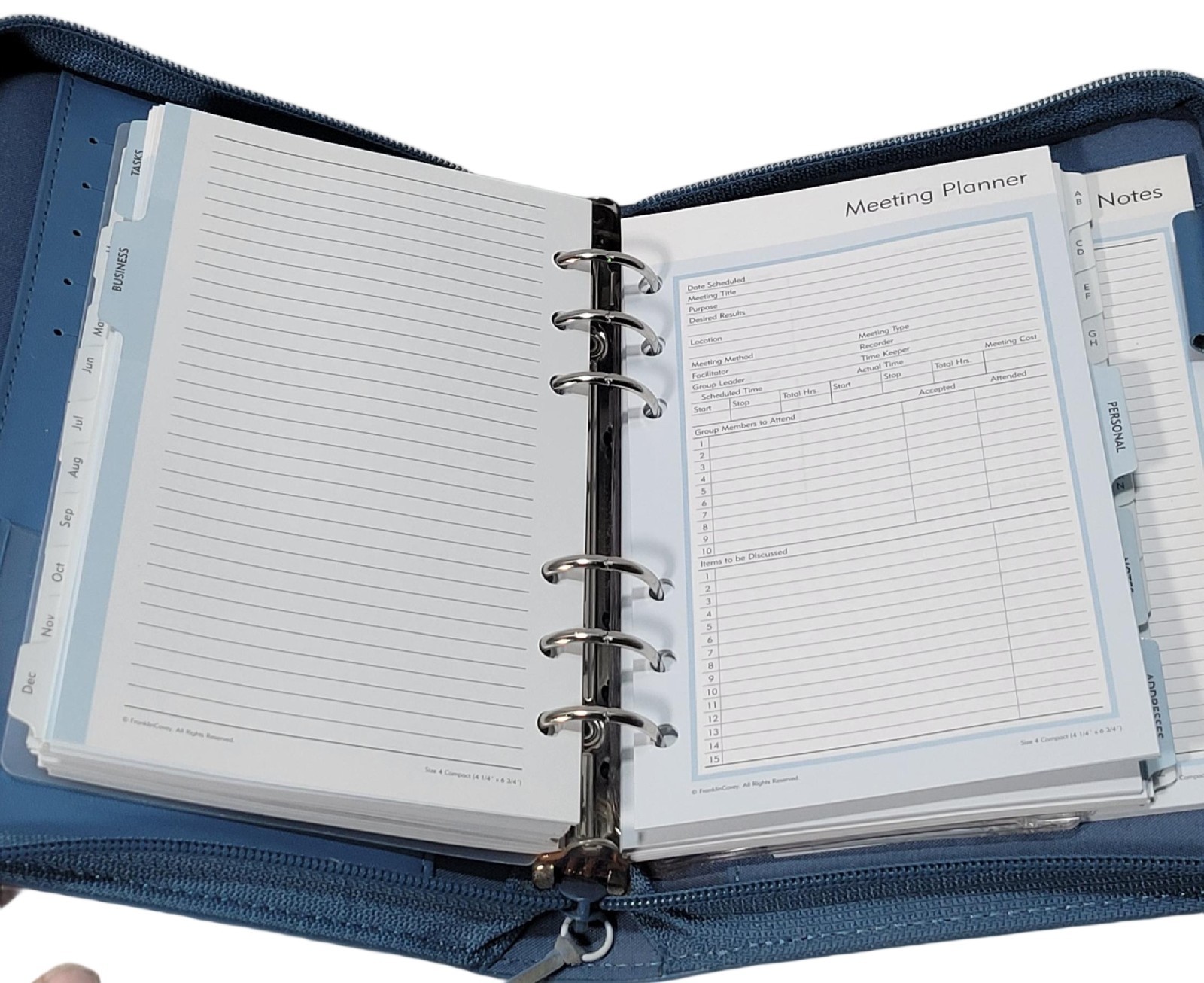 Franklin Covey 365 Monthly Weekly Organizer Planner Blue 6 Ring 8.5″x6.5″