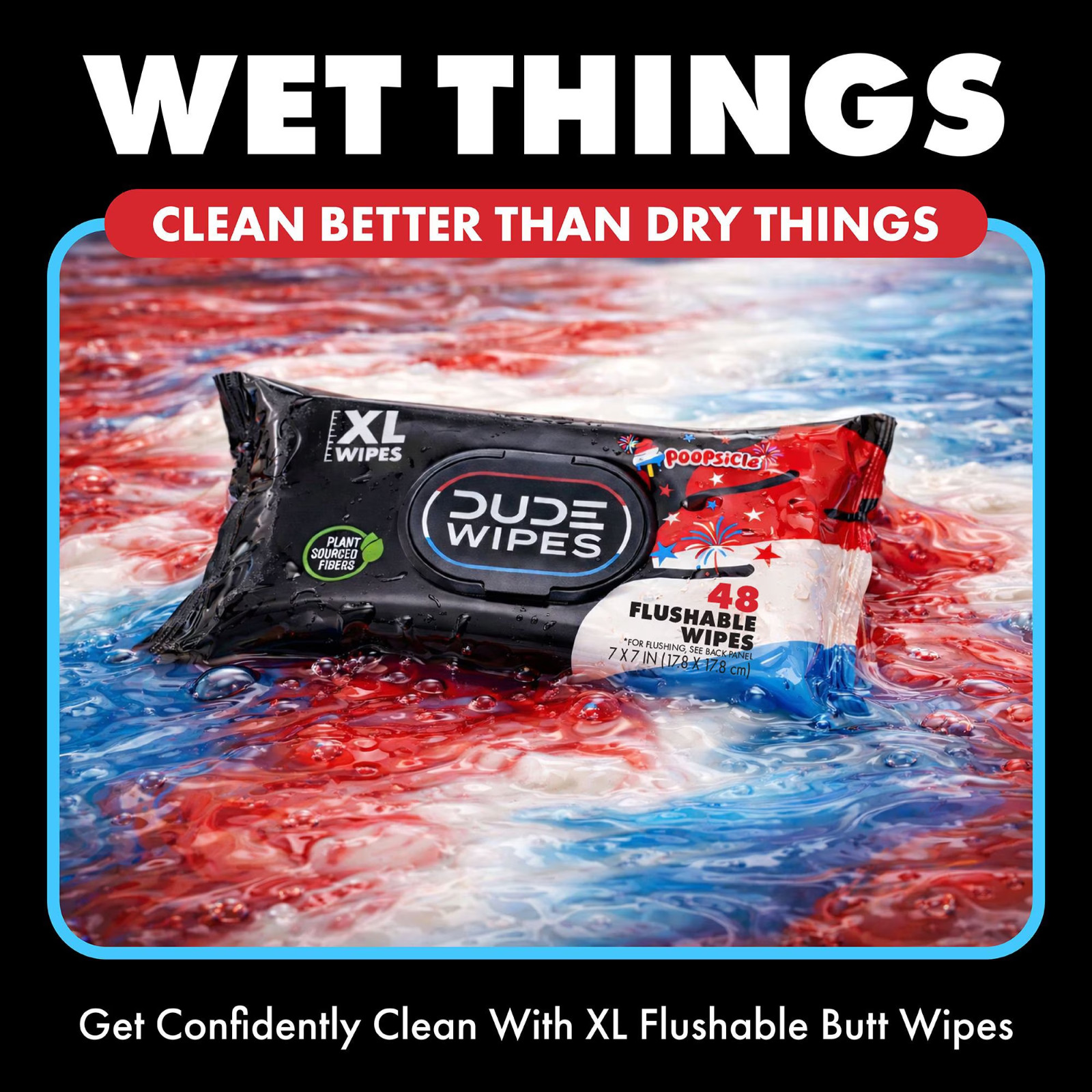 DUDE Wipes XL Flushable Wipes, POOPsicle Scent, 384 Count– Extra-Large Flushable