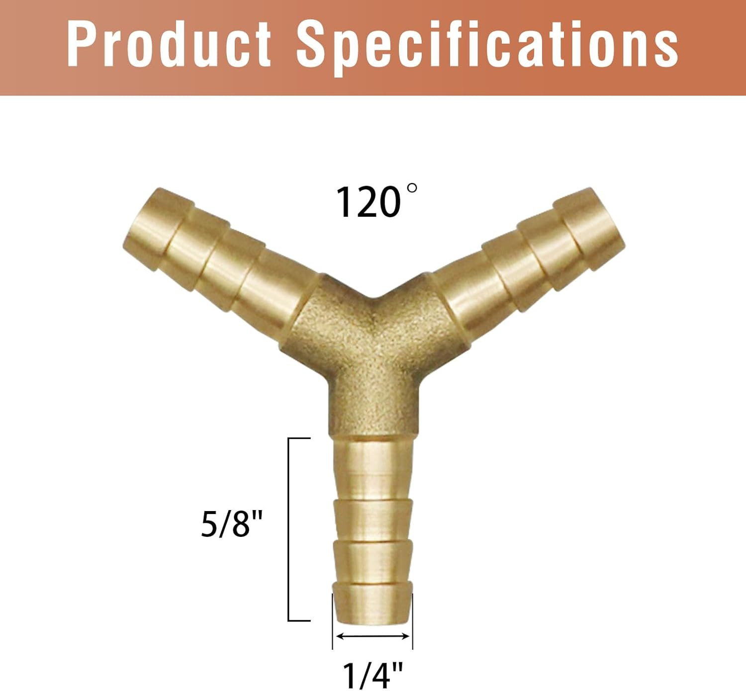 1/4” Hose Barb Fitting Y Shaped 3 Way Union, Brass Barbed Splitter Splicer Ad…