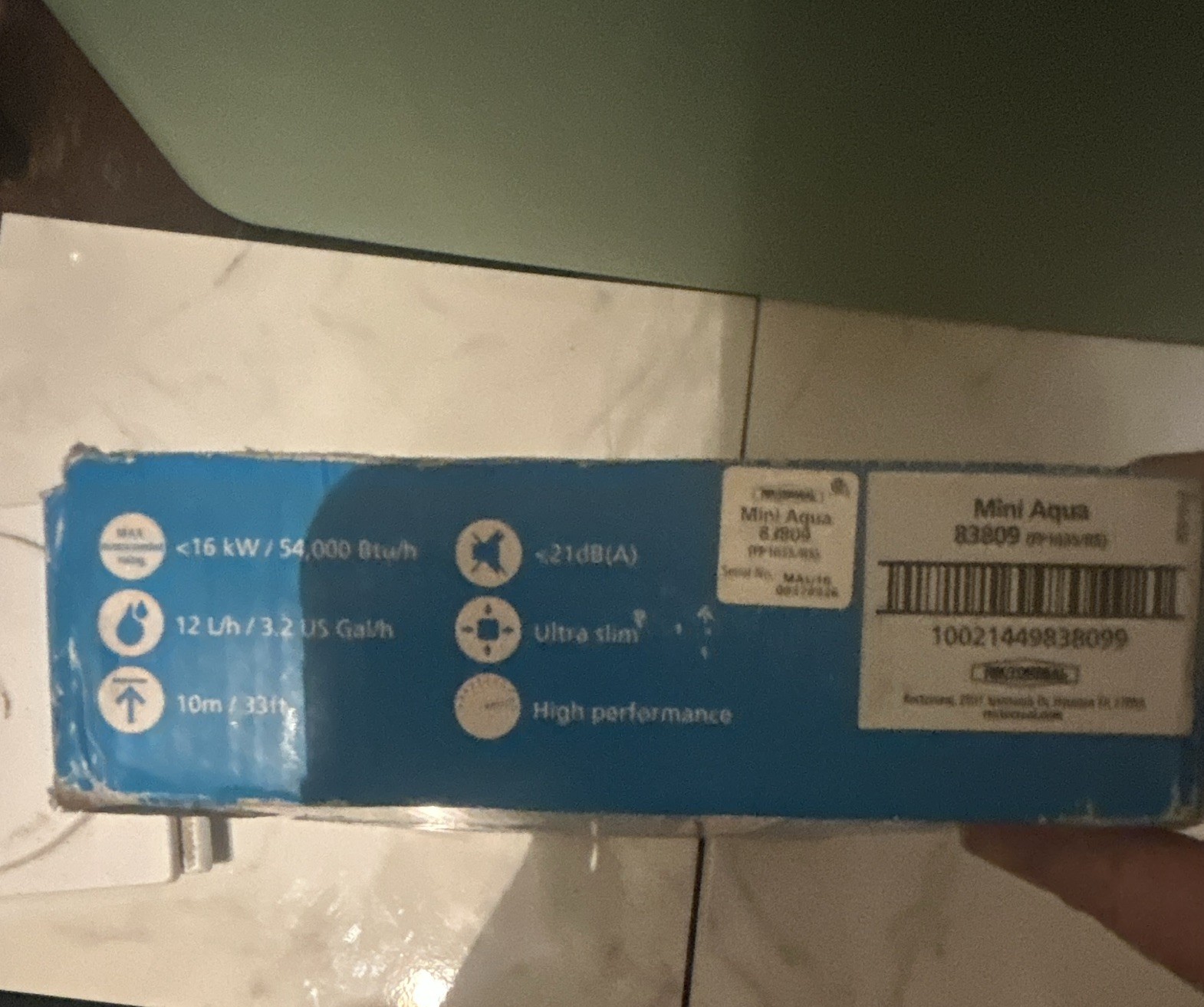 Aspen Pumps Mini Aqua Ultra Quiet Condensate Pump 230V 0.1A 83809 Blue