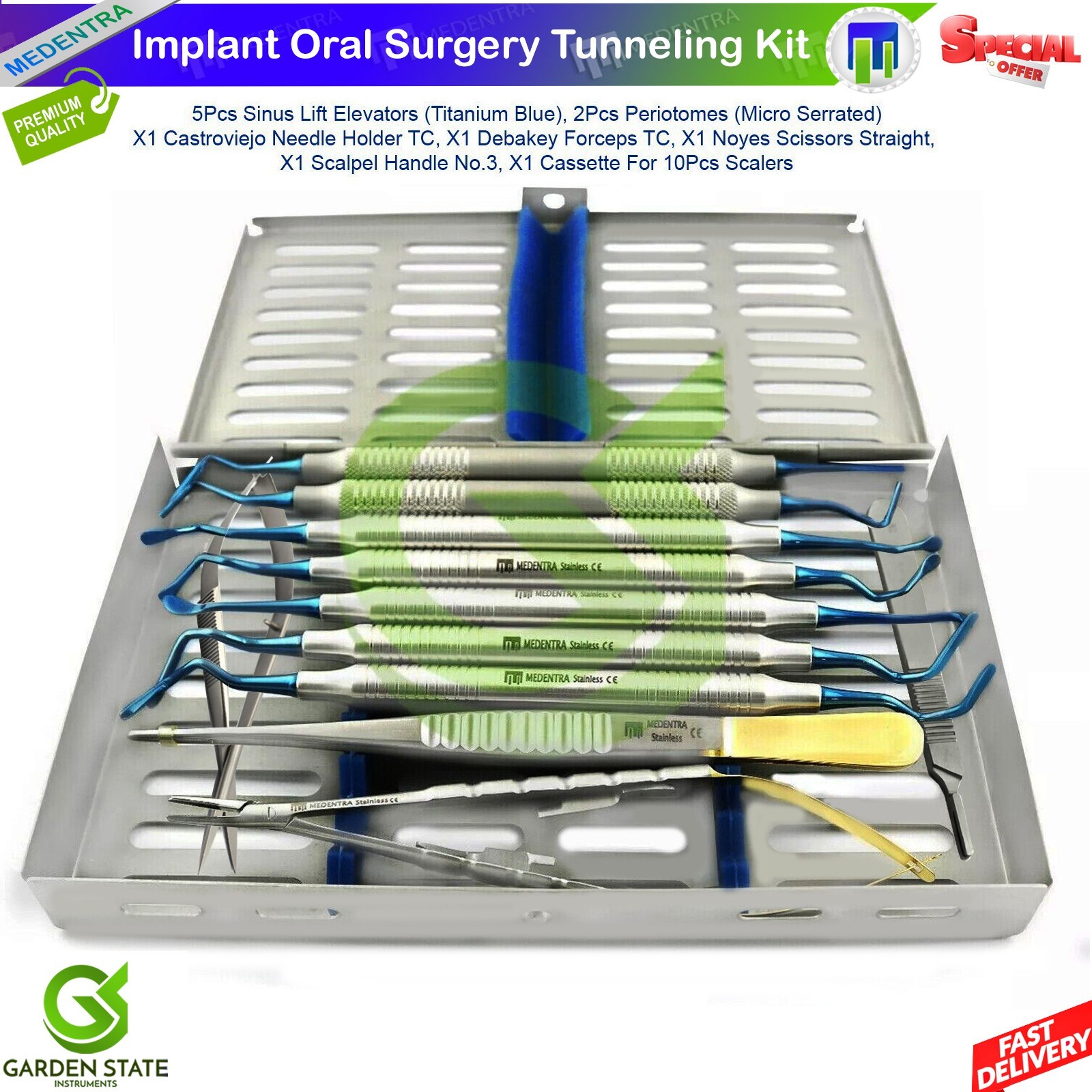 Implant Tunneling Oral Surgery Kit Soft Tissue Tunnel Grafting Set Cassette
