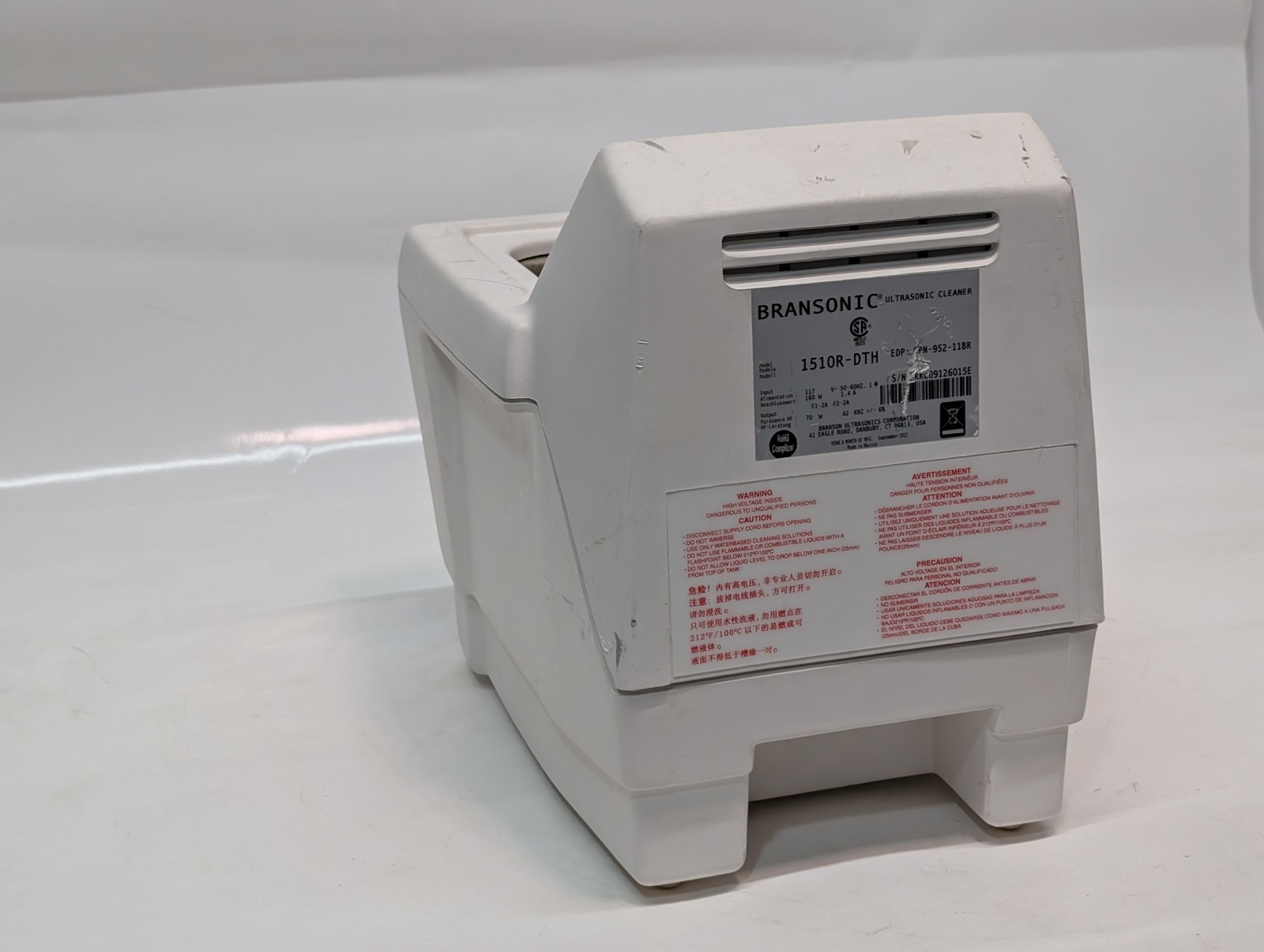 Branson 1510R-DTH Bransonic ultrasonic cleaner heated digital benchtop