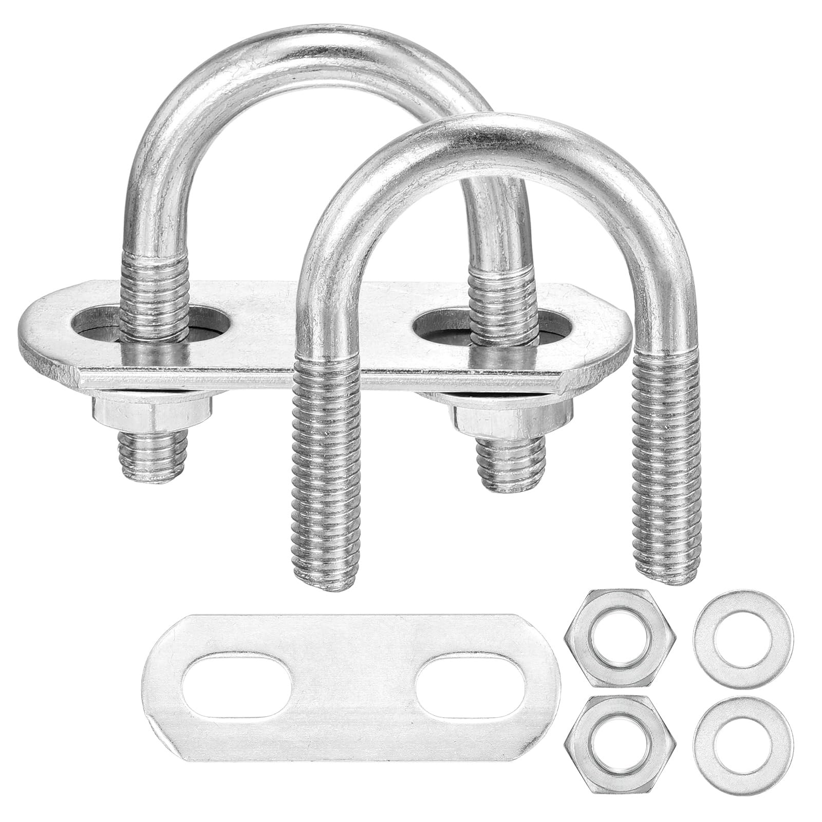 METALLIXITY U Bolts 4 Sets 1/4″M6 x0.86″x1.65″, Round U Bolt Kits 304 Stainle…