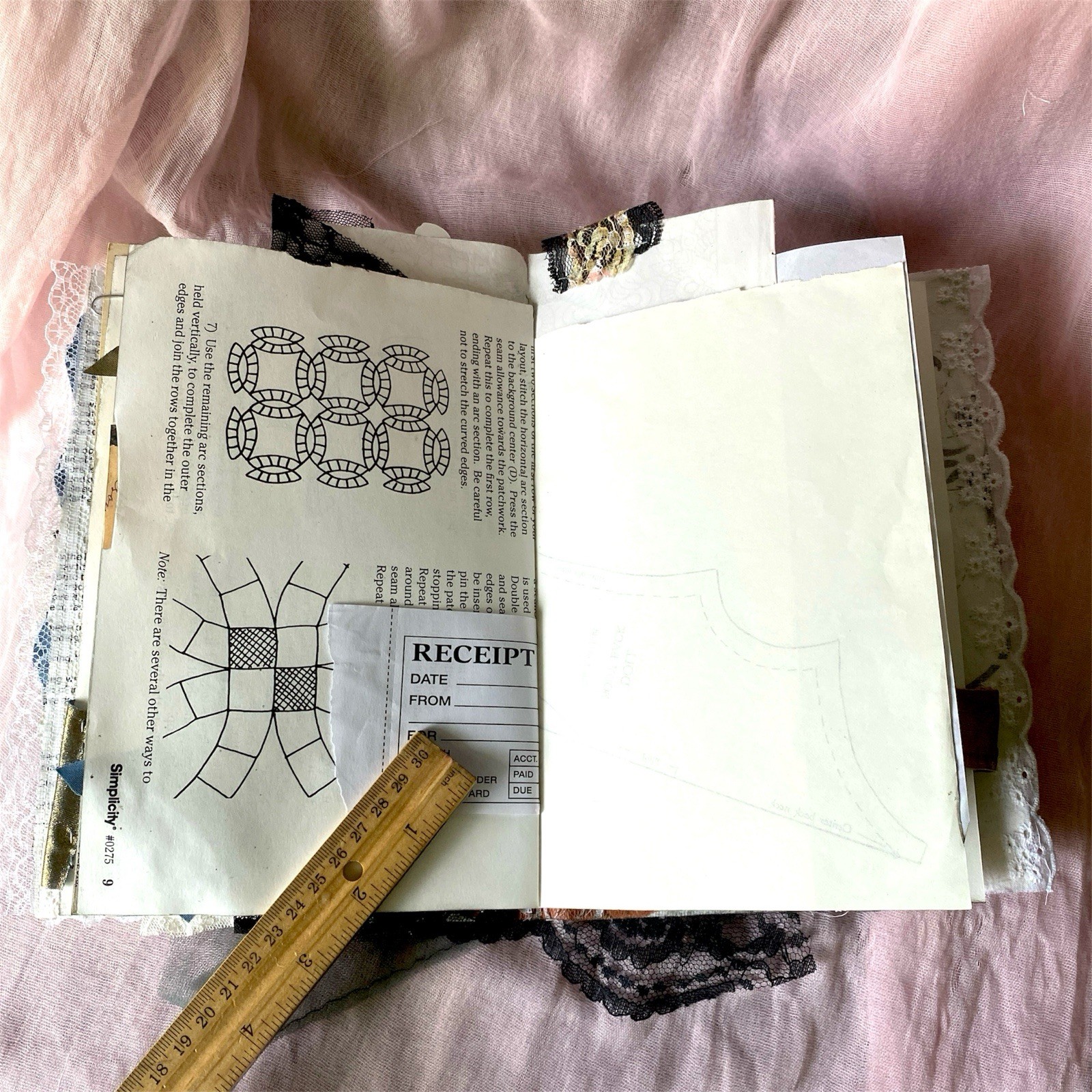 Handmade Authentic Vintage Junk Journal Book 90 Pgs Layered Lace Pockets Diary