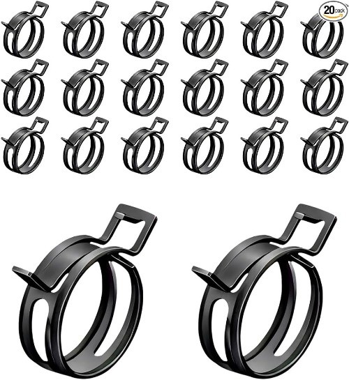 20PCS 1/4″ ID Spring Band Clamps, 6mm Manganese Steel Fuel Line Hose Clips for L