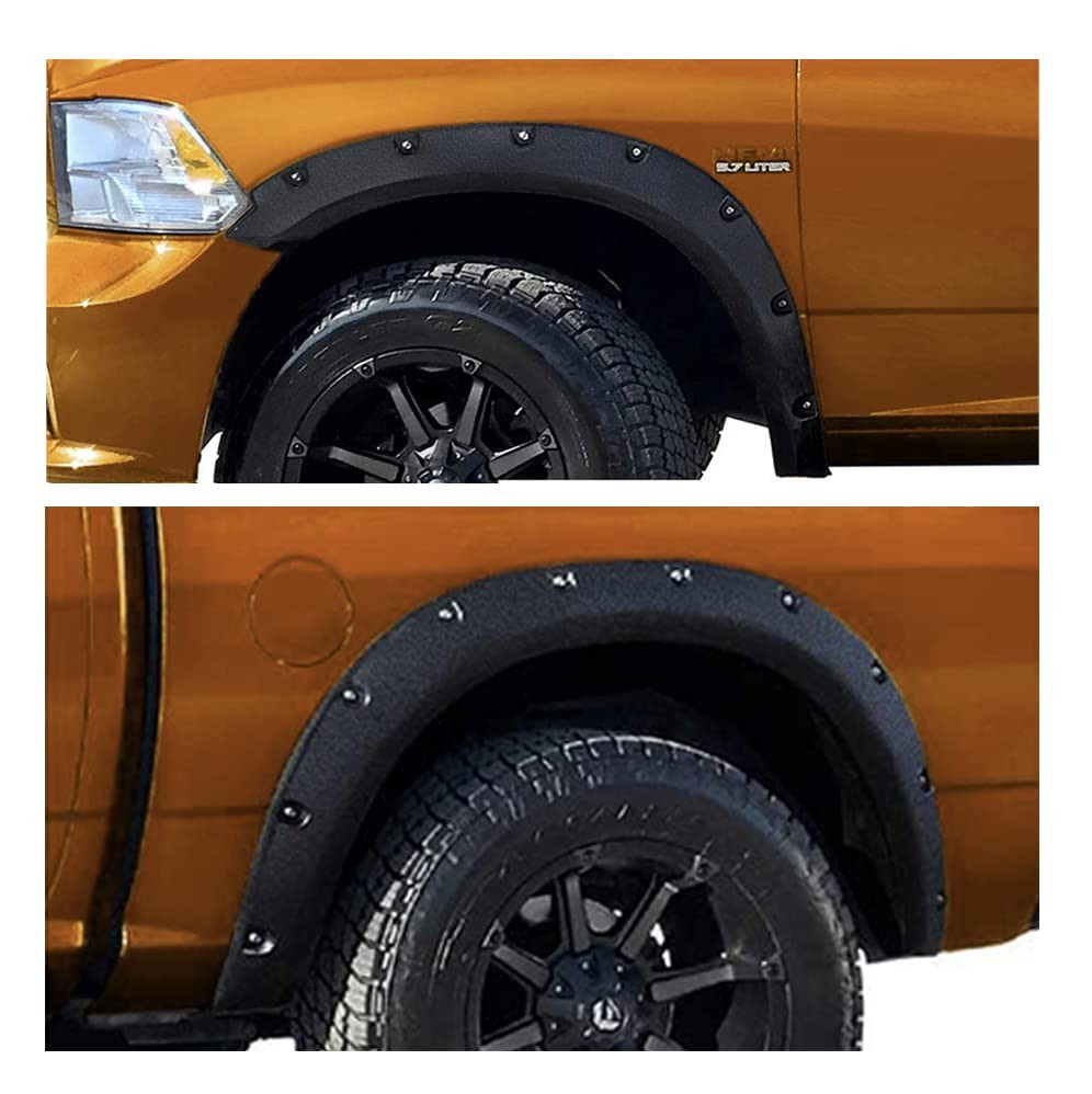 Riveted Black Fender Flares 4PCS Dodge Ram 1500 09-18 Classic 19-22 Excl R/T