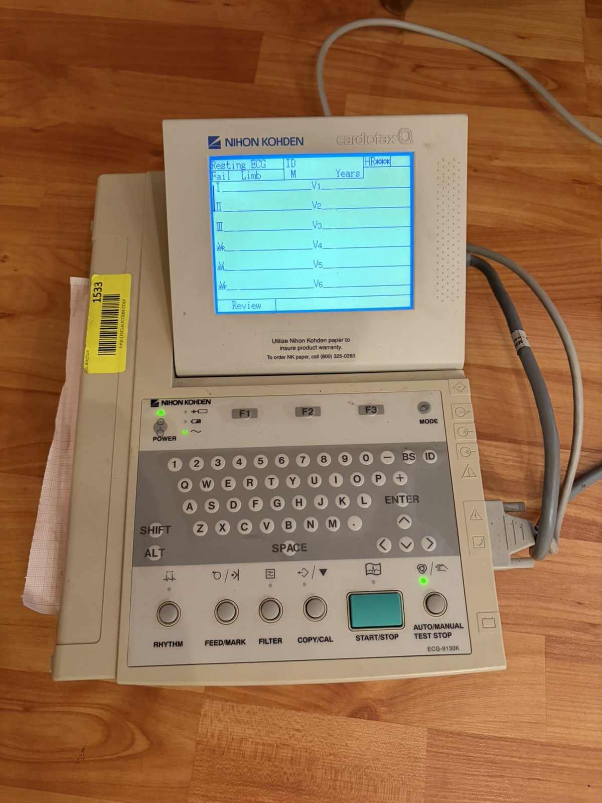 Nihon Kohden ECG-9130K CardioFax Q ECG / EKG Machine w/ Leads