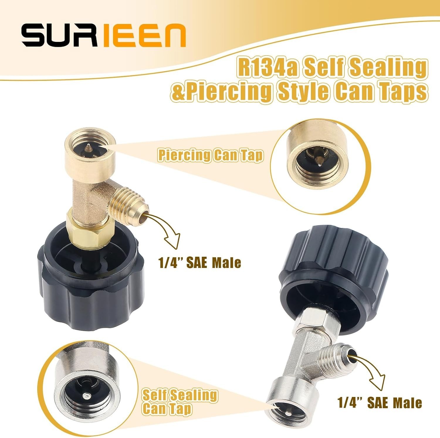 R134A Can Tap Valve – Self-Sealing & Puncture Style w/ Tank Adapter for A/C