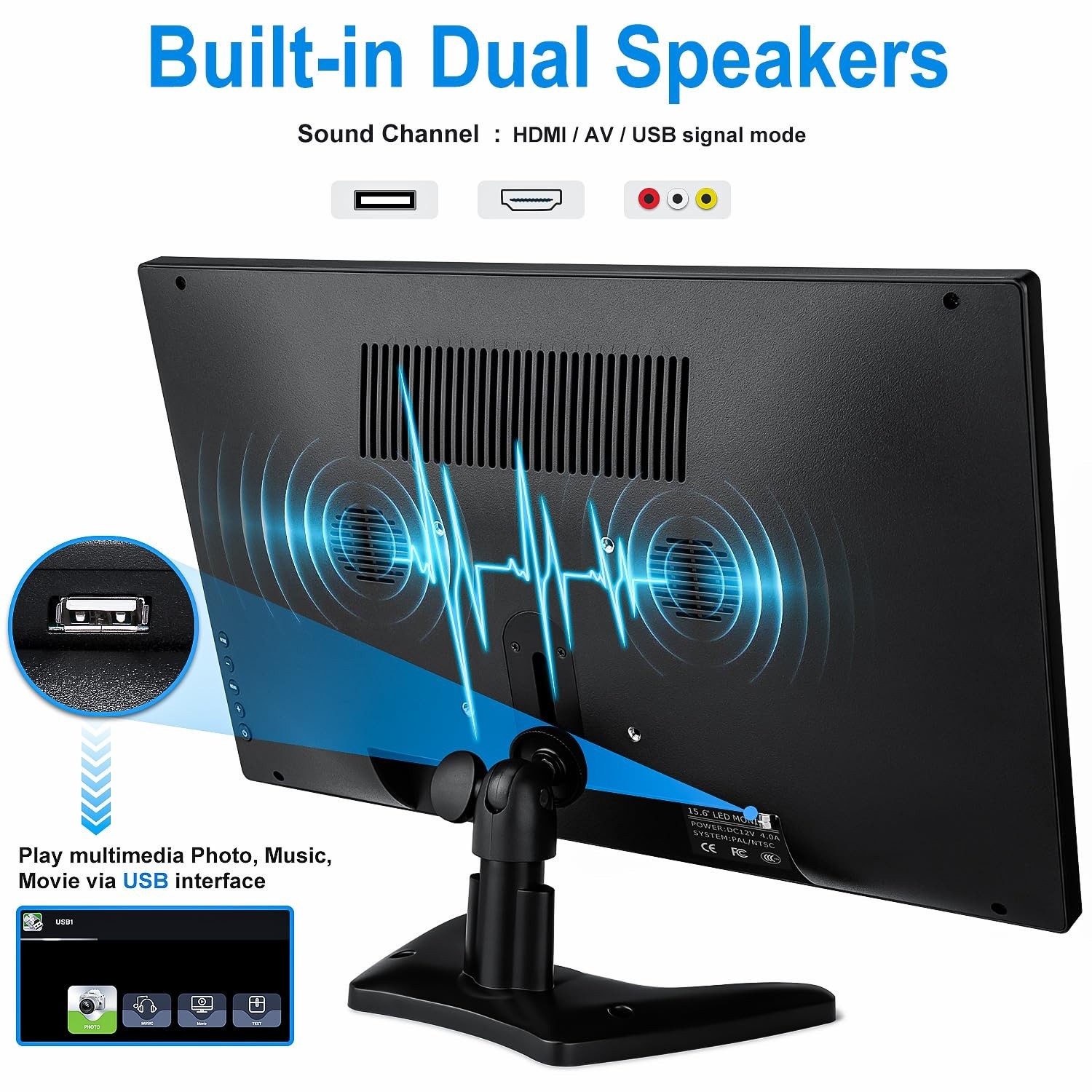 15.6 inch Small Computer Monitor, High Resolution 1920x1080P Small hdmi Monit…