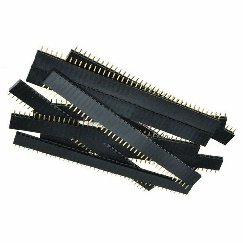 40-Socket Female Header 0.1″ 2.54mm PCB Strip Connectors 10/20/40/80 Piece Packs