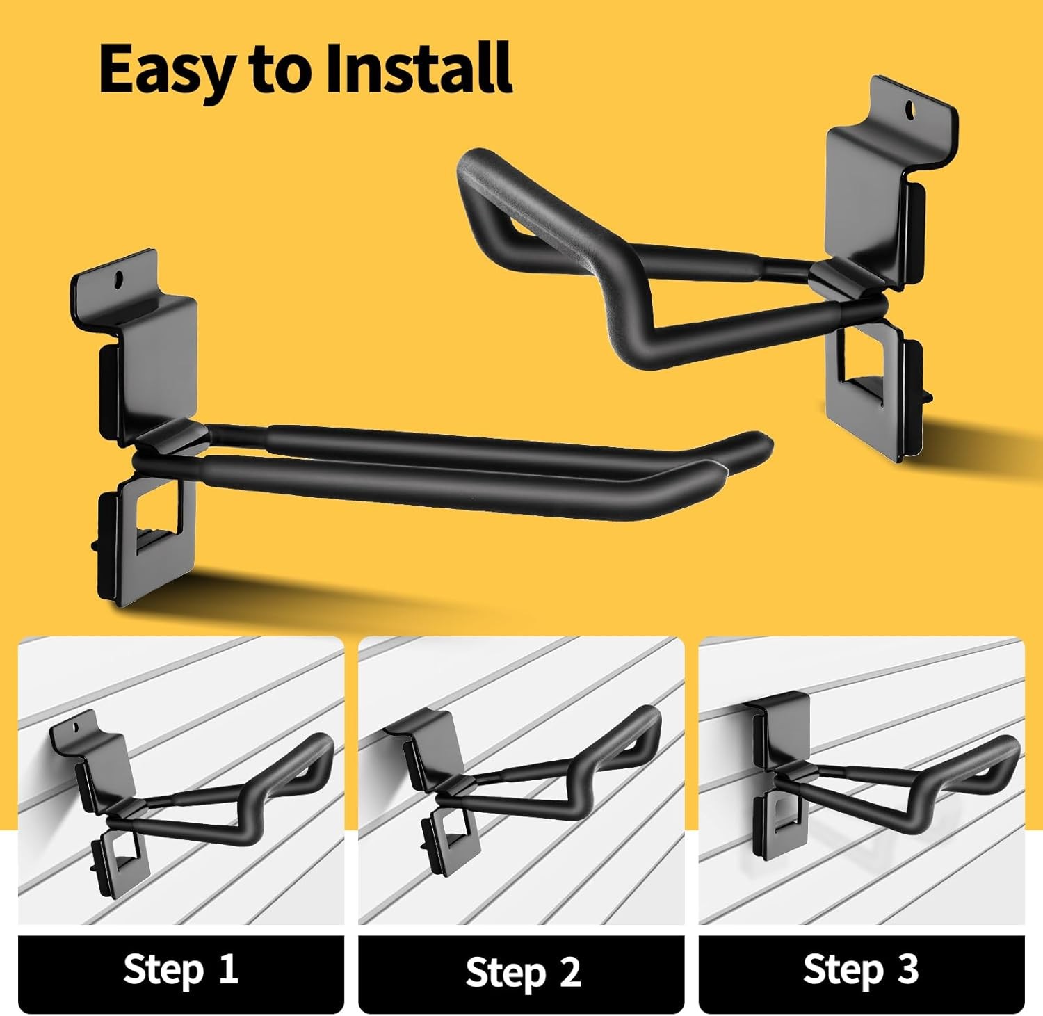 Heavy-Duty Slatwall Hooks 25 Pack (10 Types) Metal Garage Slat Wall Hook Kit