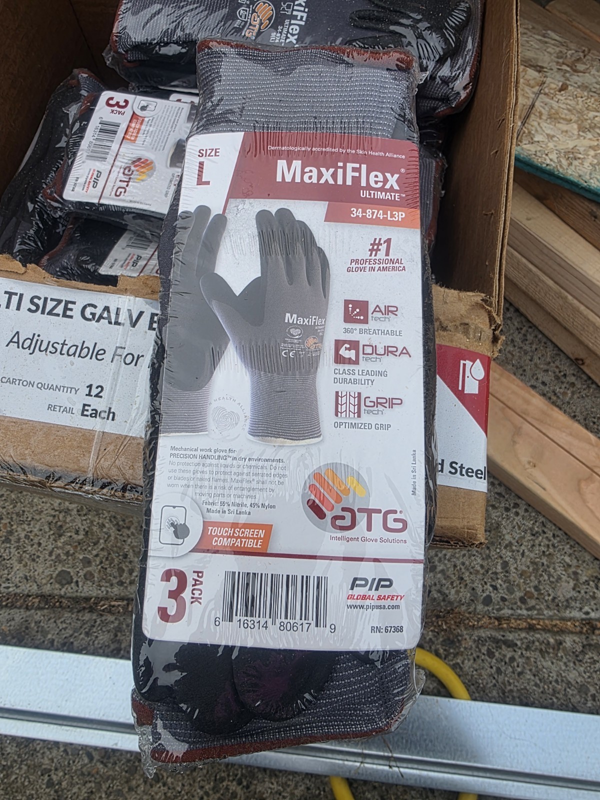 MaxiFlex Ultimate 34-874T-L3P Men’s Large Gray Nitrile 3 Pack atg