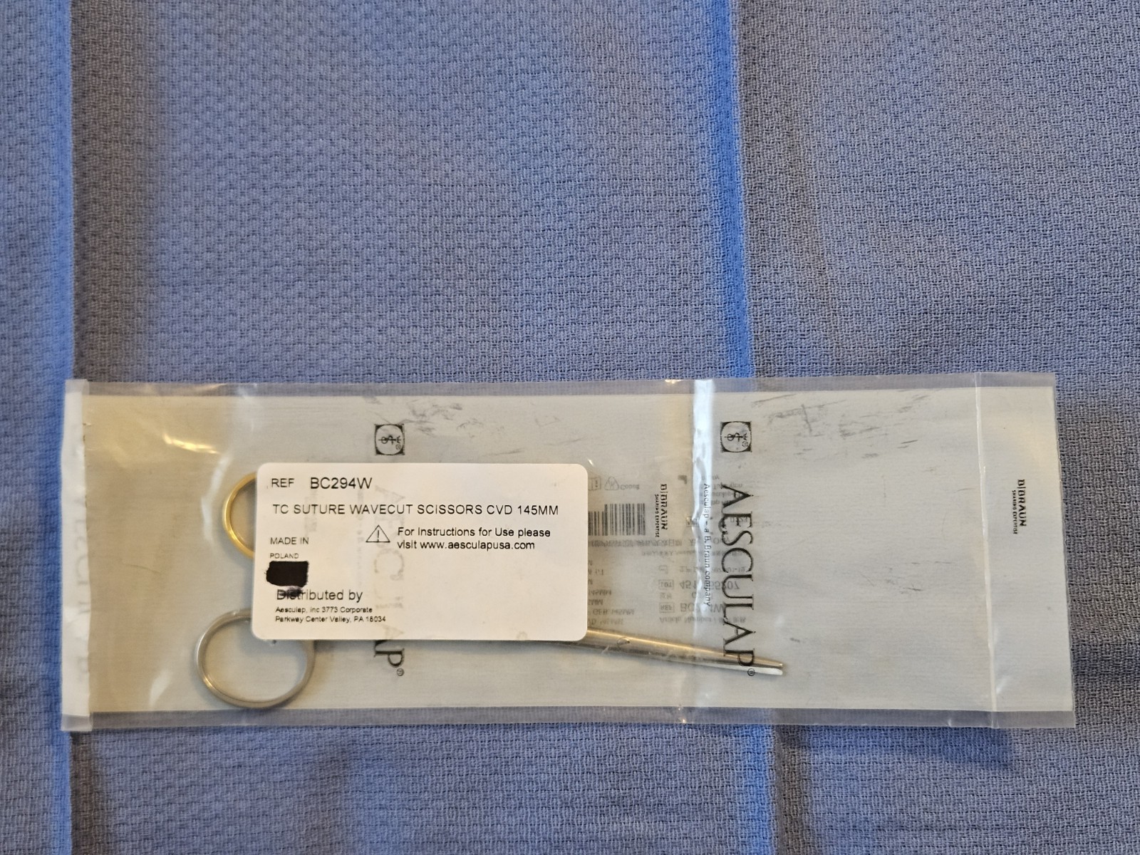 Aesculap BC294W TC Suture Wavecut Scissors CVD 145mm