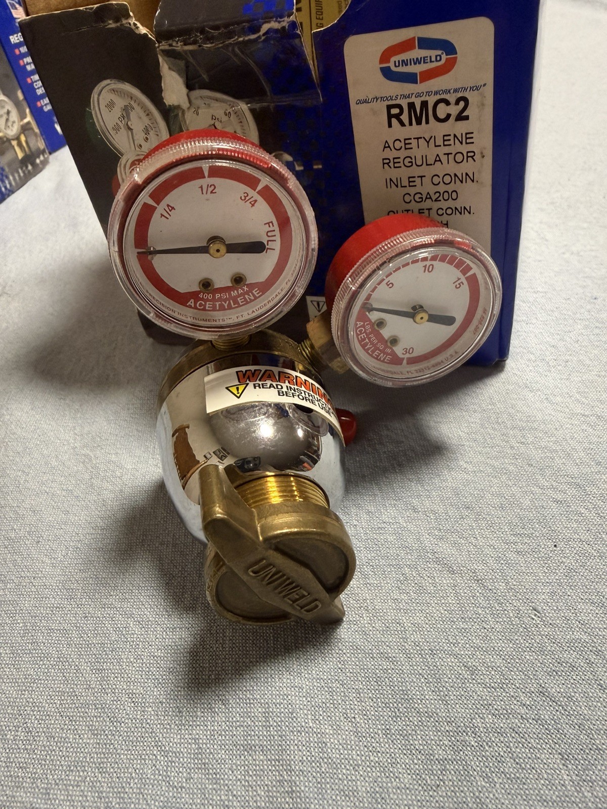 Uniweld RMC2 Acetylene Regulator Inlet CGA200 Outlet A LH 2-15 PSI