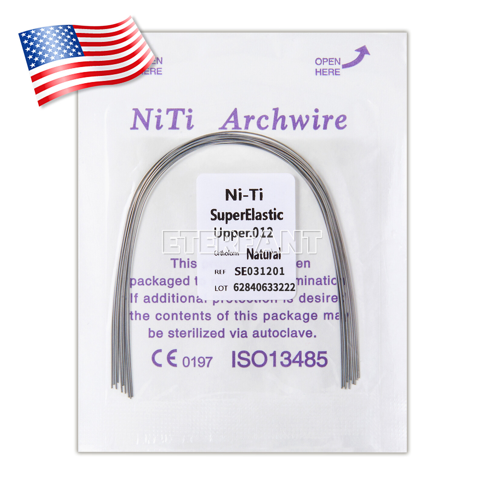 Dental Ortho Stainless Steel/NIti Super Elastic Arch Wires Round Ovoid Natural