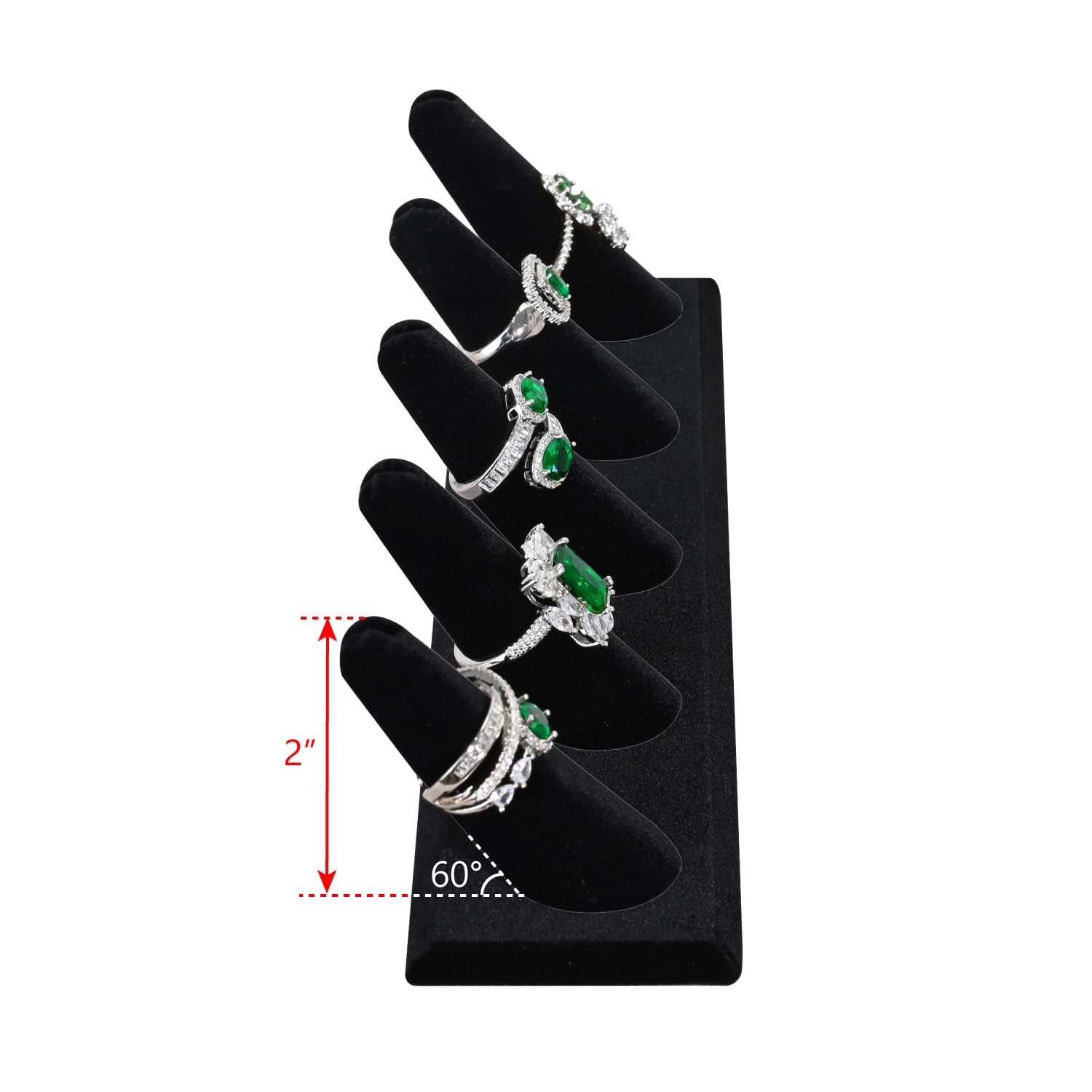 MOOCA 2 Pcs Set Ring Organizer for 8″W x 2 1/8″D x 2 1/2″H, 1) Black Velvet