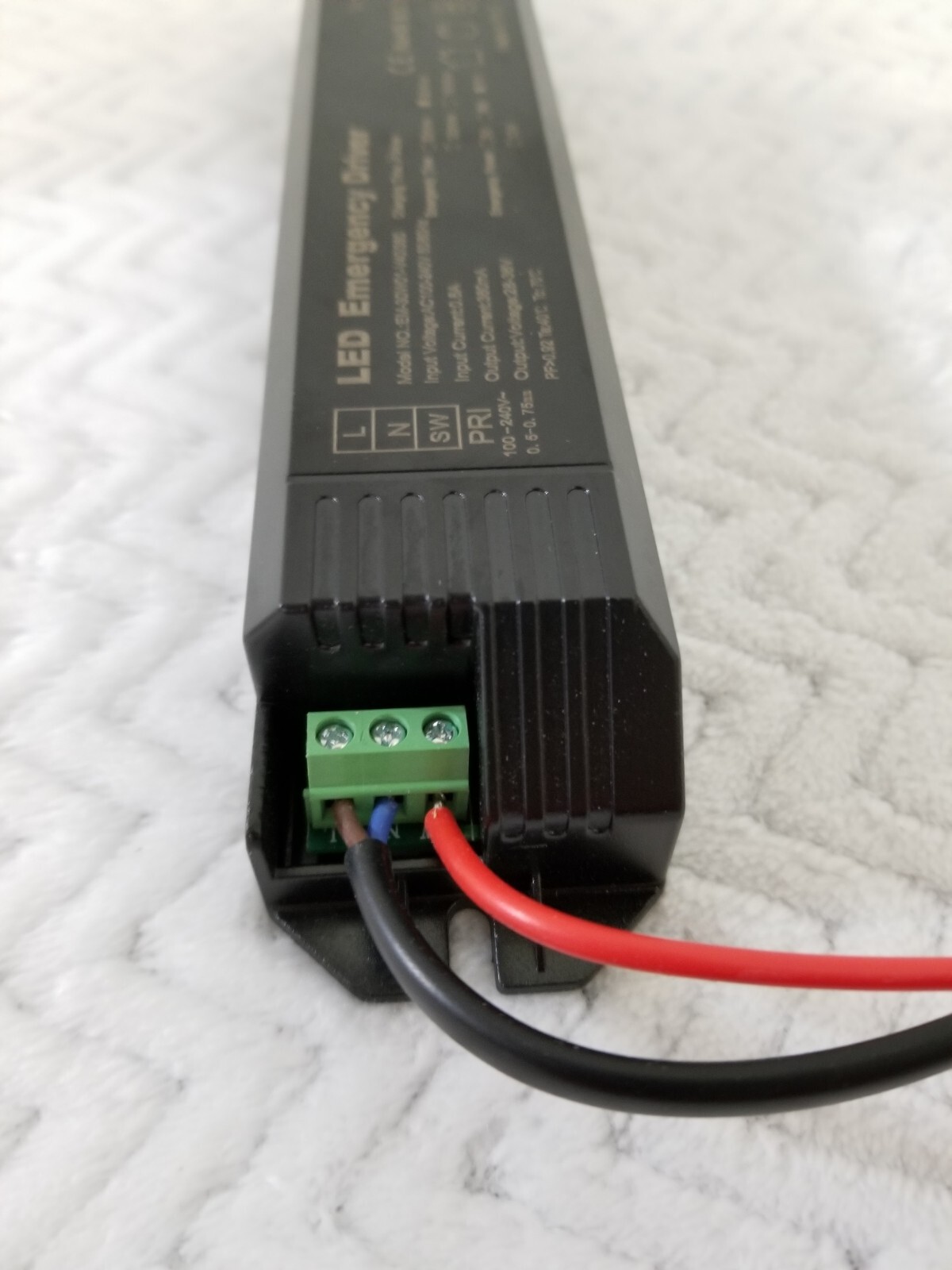 LED Emergency Driver 7W Pwr 90 Minute 28-36V 360mA Output AC100-240V 50/60Hz .6A