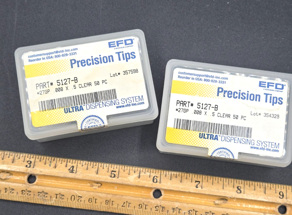 LOT OF 100* EFD 5127-B Precision Tips 27 Gauge 0.5″ Clear Nordson Boeing Surplus