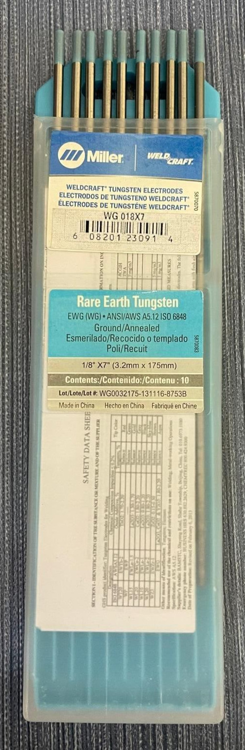 Miller Weldcraft WG018X7 Rare Earth Tungsten Electrode 1/8 in. x 7 in.