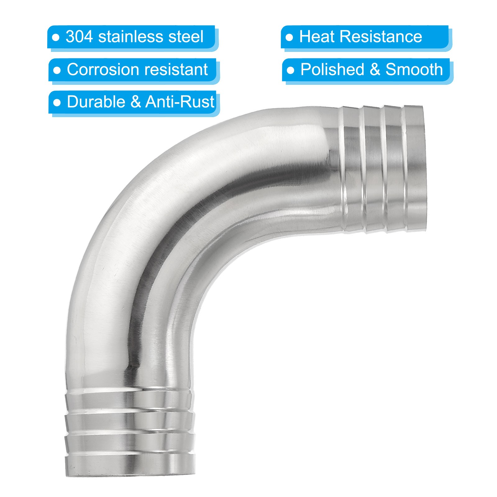 1 1/2in Hose Barb Fitting 90 Degree Elbow Hose Pipe Barbed 304 Stainless Steel