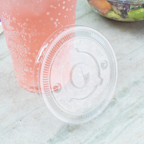 Karat 104.5mm PET Plastic Flat Lids – 600 ct, C-KCL1045