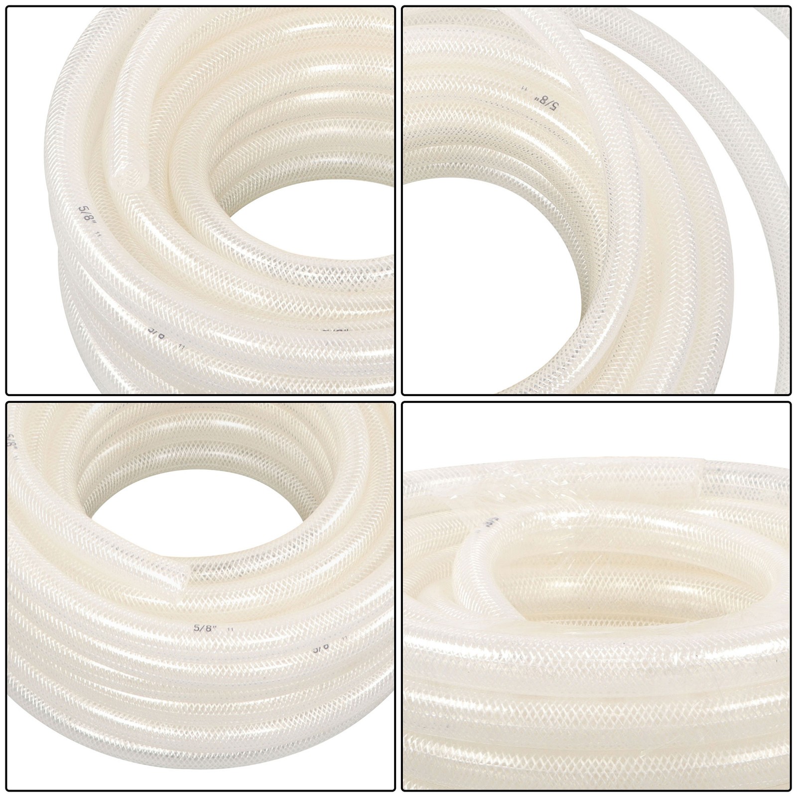 5/8″ ID x 7/8″ OD 50ft High Pressure Clear Braided PVC Hose, Heavy Duty Flexible