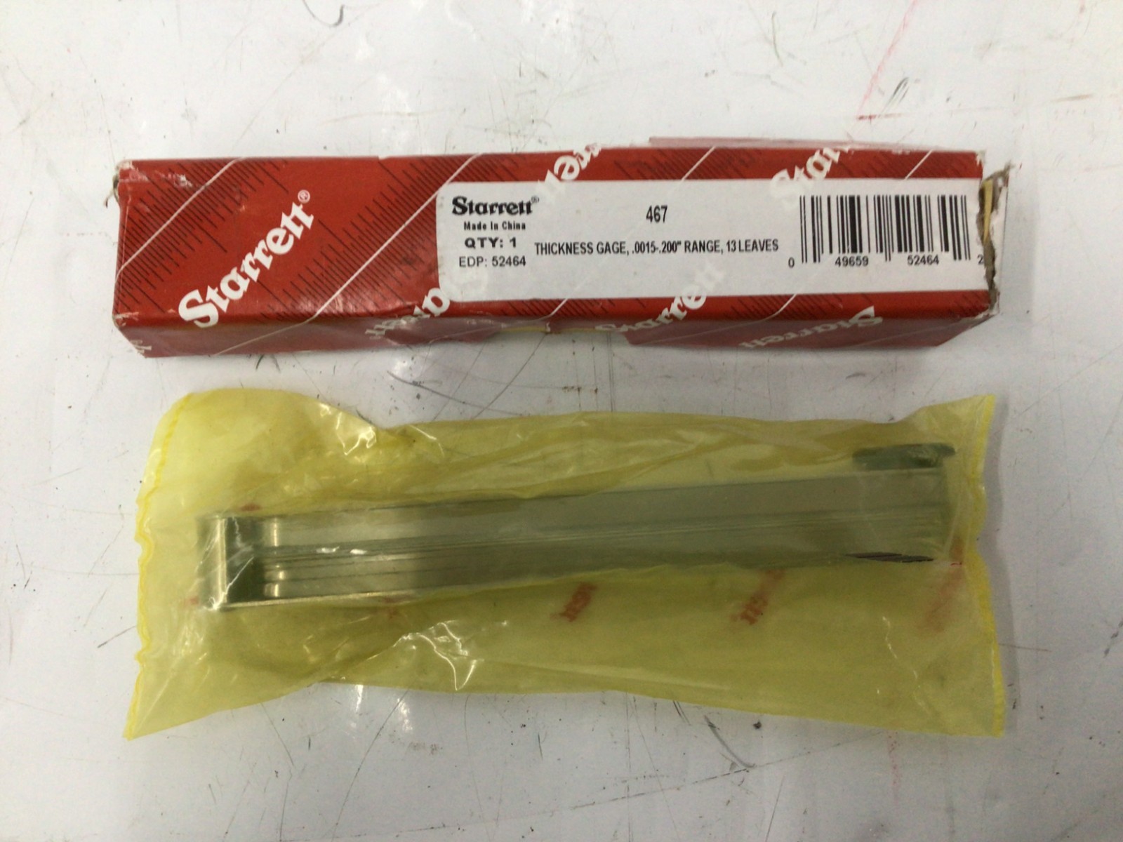 Starrett 467 Thickness Gage, Feeler Gauge Set, 13 Feeler Blades, Steel
