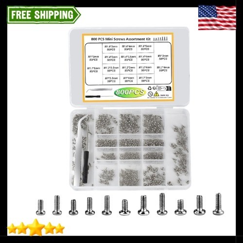 800 Pcs Tiny Screws for Electronics Micro Small Mini Phillips Pan Head Machine