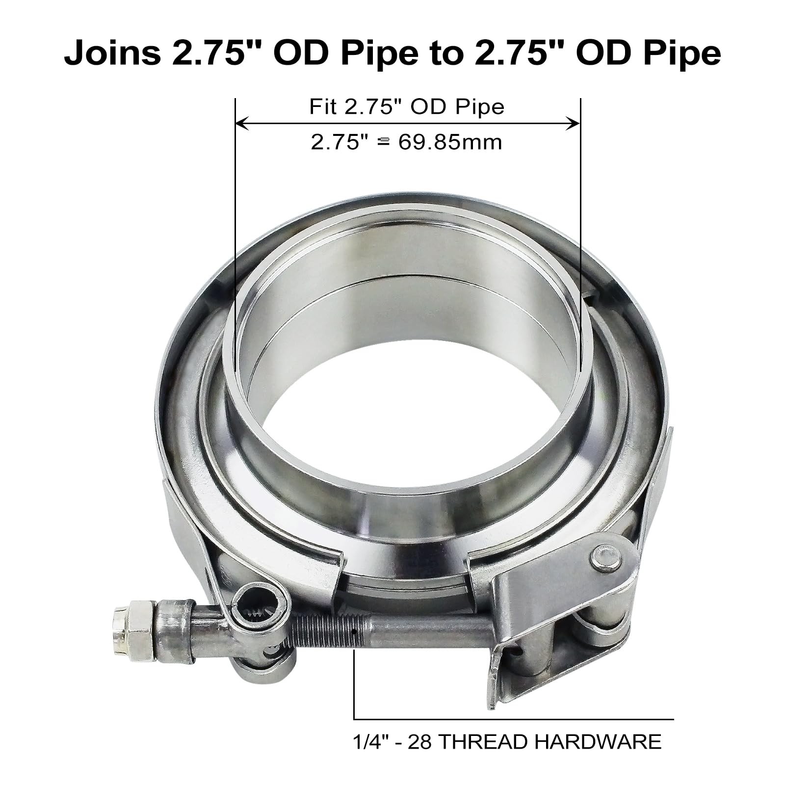 2.75 inch V Band Clamp – 2 sets of Quick Release V band Exhaust Clamp Stainle…