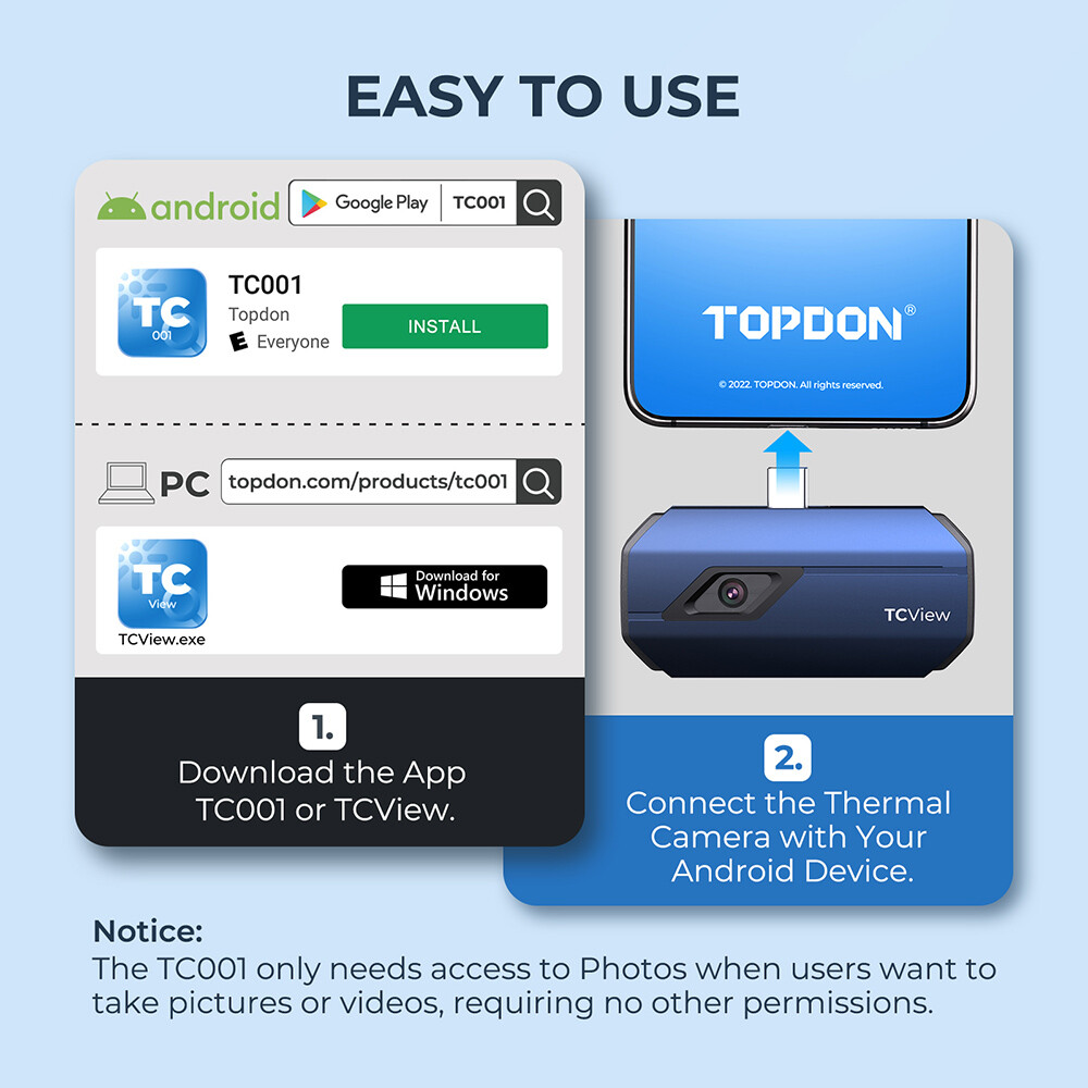 TOPDON TC001 Mini Thermal Imaging Camera for Android Smartphone Tablet PC 25Hz