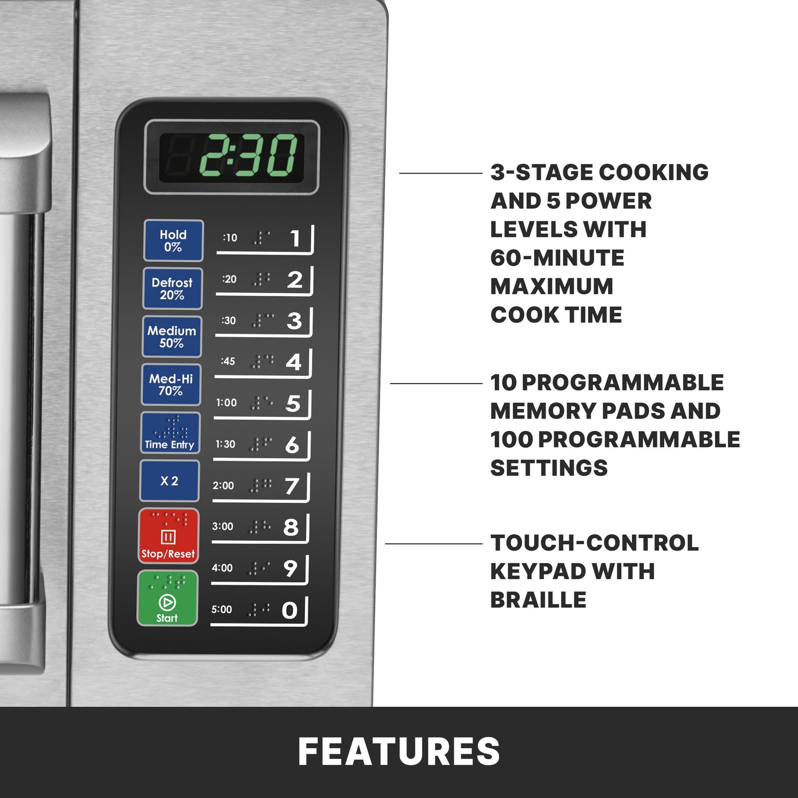 Microwave Oven 0.9 cu ft 1000W Programmable Stainless Steel Waring Commercial