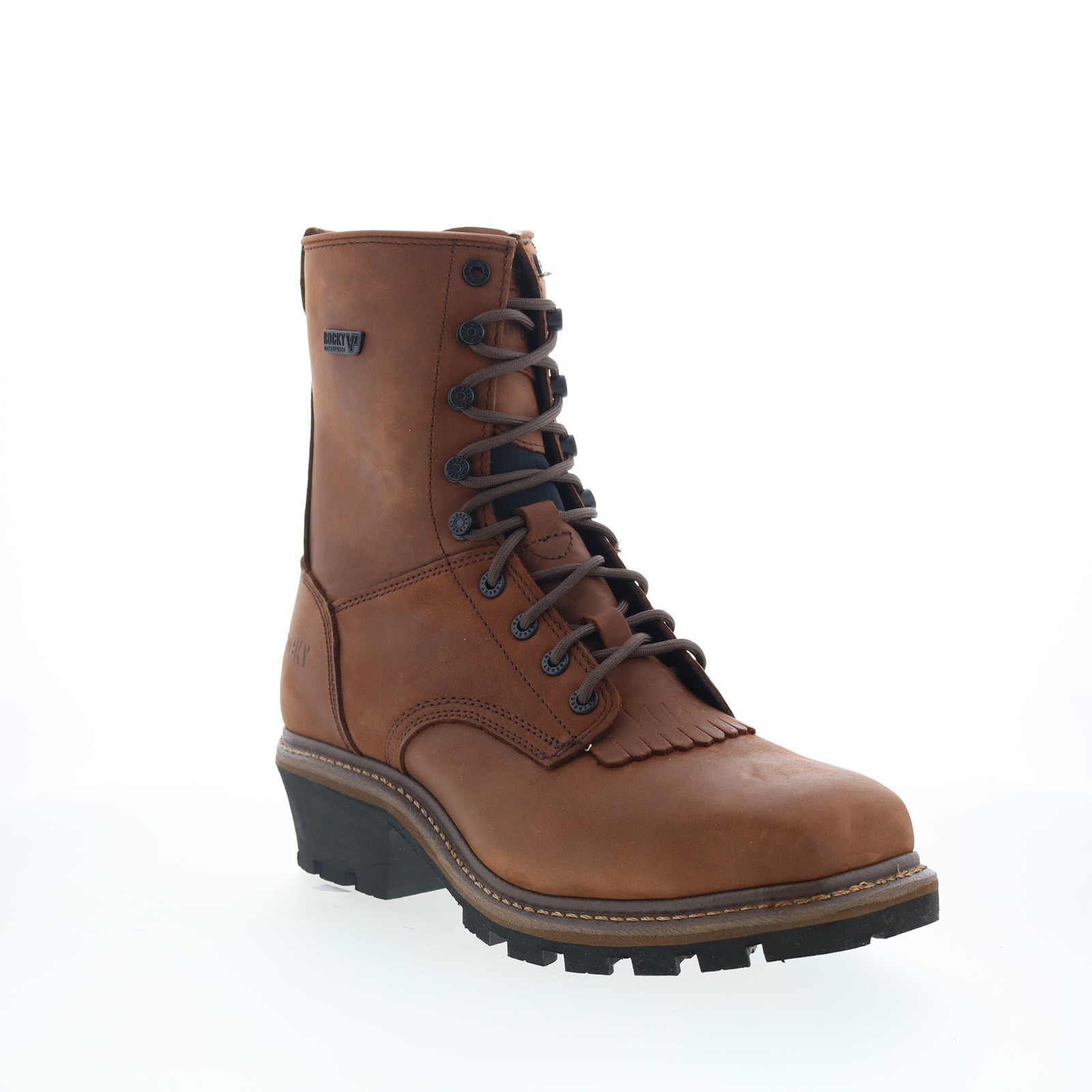 Rocky Square Toe Logger Composite Toe WP 9″ Work Boot Mens Brown Work Boots
