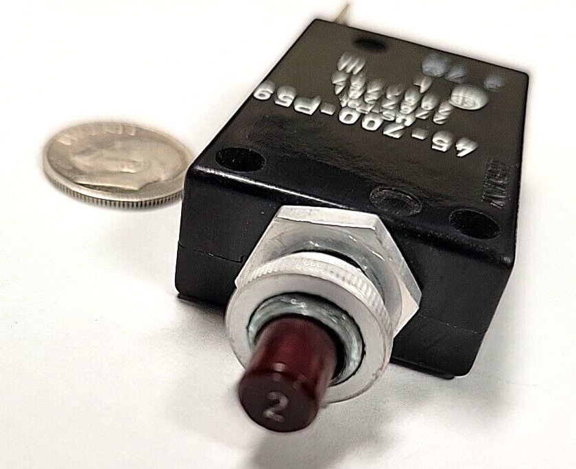 2 Amp 45-700-P59 , NEW E-T-A ETA Circuit Breaker Push Reset 250VAC / 28VDC (1PC)