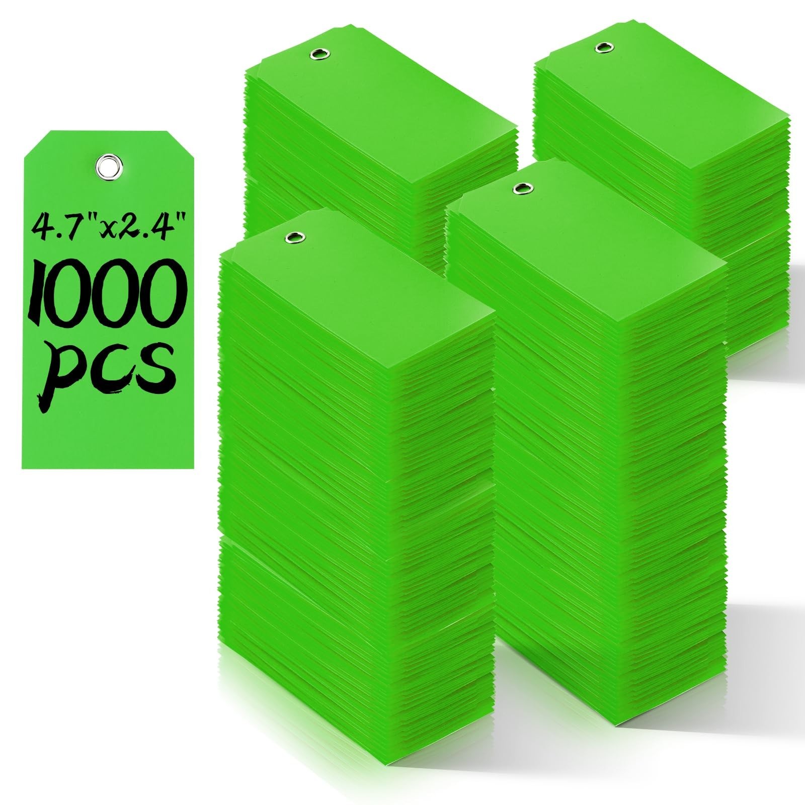1000 Waterproof Green Plastic Shipping Tags 4.75″ x 2.375″, Writable, Reinforced