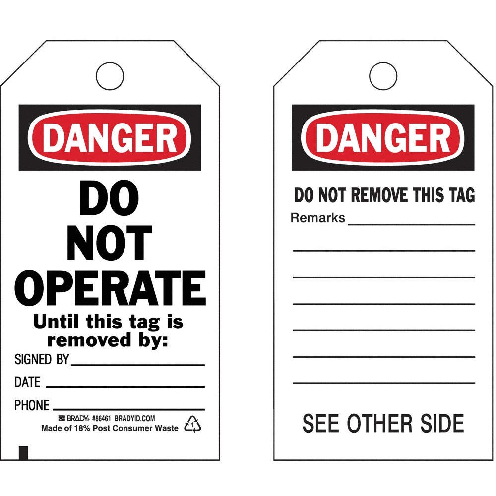 BRADY 86461 Danger Tag,5-3/4 x 3 In,3/8 In,PK10 9MAX6