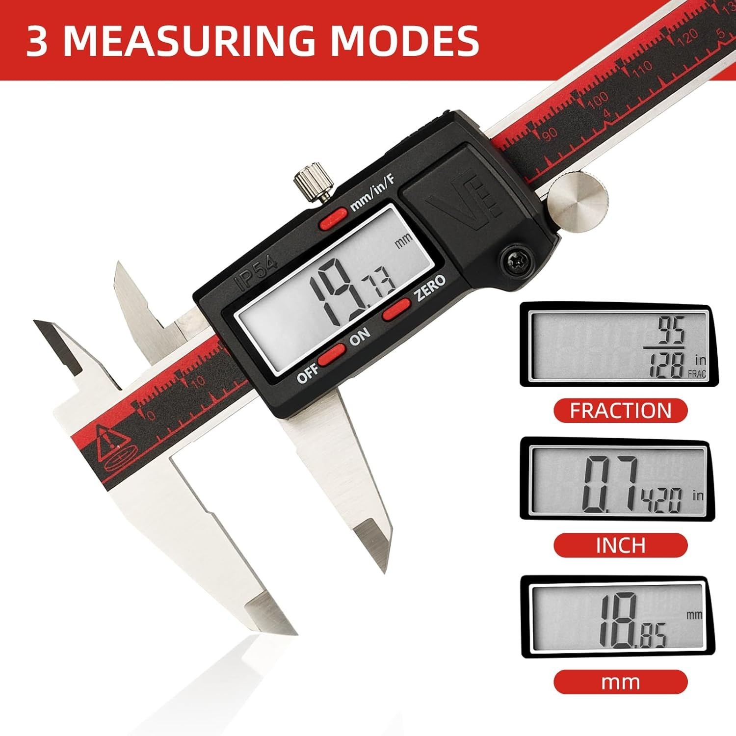 Extra-Large LCD Digital Caliper with Fraction Conversion – Sturdy & Accurate