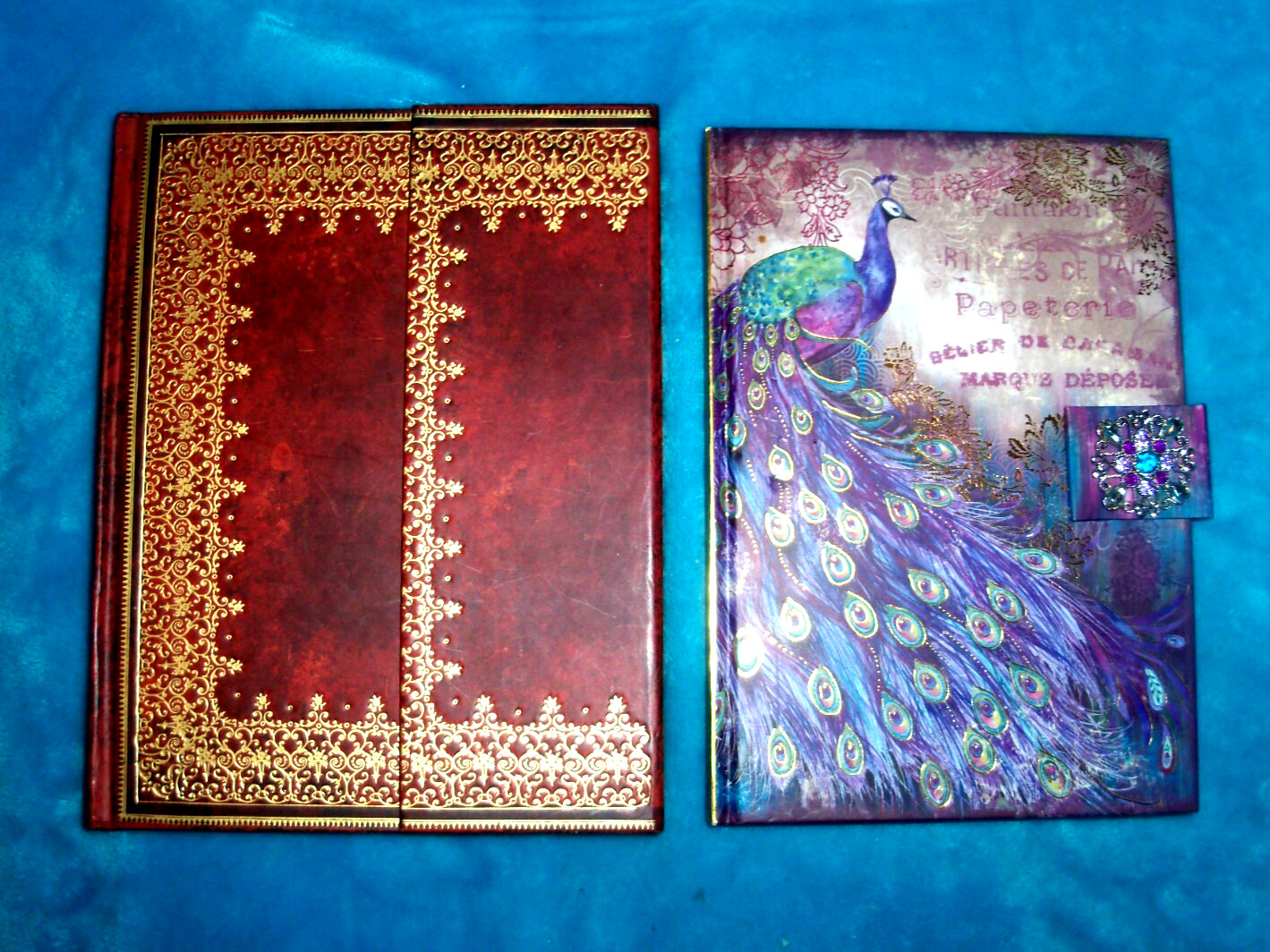2 Journal / Diary (PAPER BLANKS Mahogany Gold) + (PUNCH STUDIO Purple Peacock)