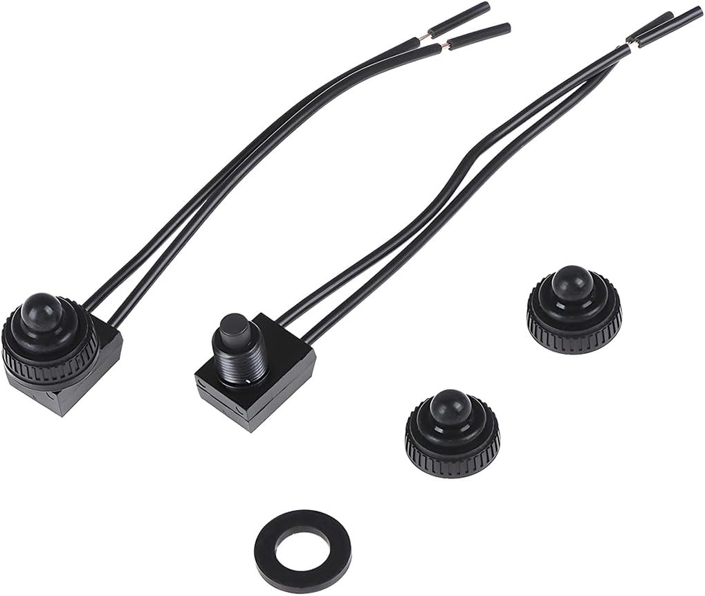 2PCS Car Push Button Switch, Waterproof 12V Vehicle SPST On Off Switch with 4.5″
